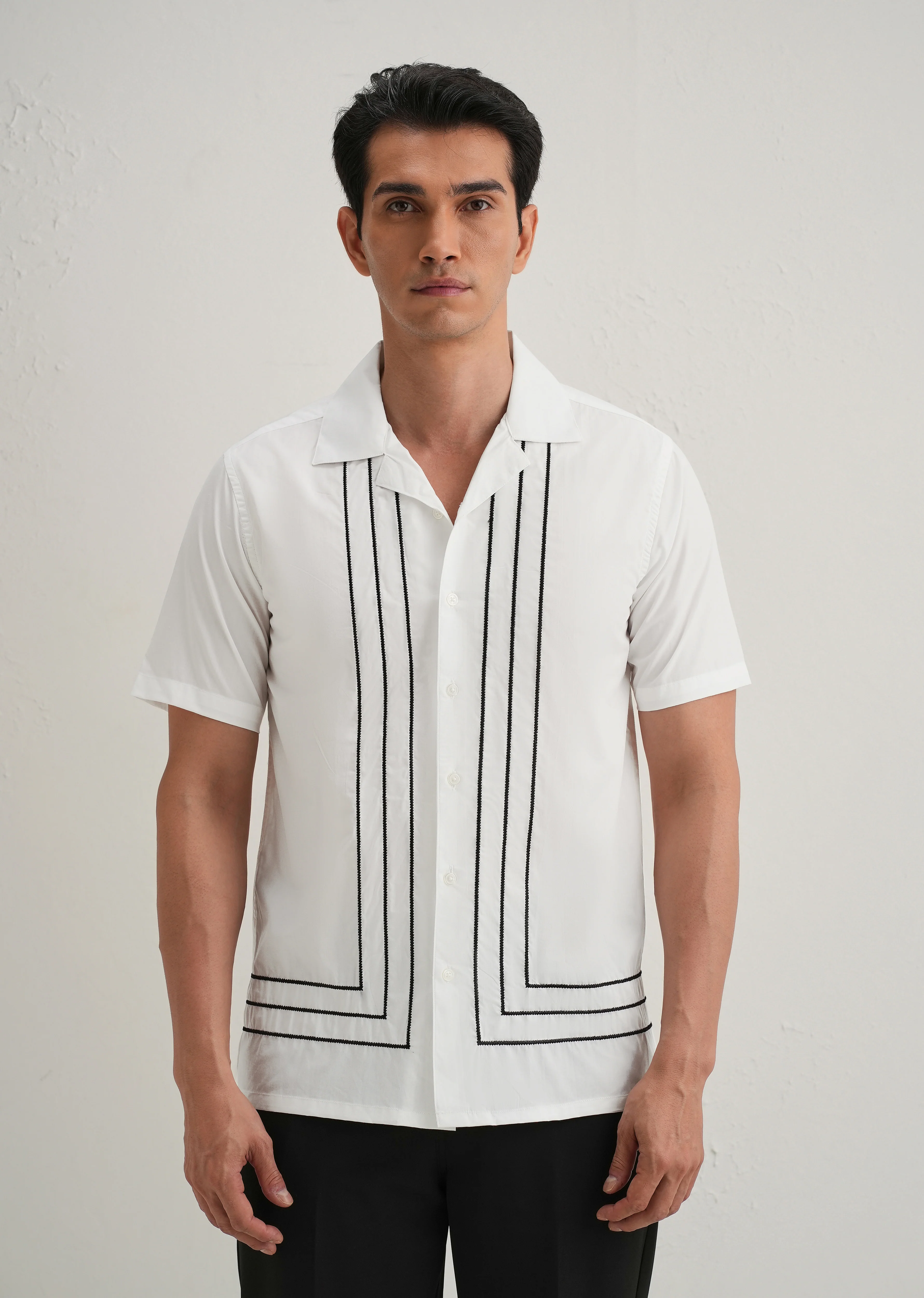 White Line Embroidery Shirt - Image 3