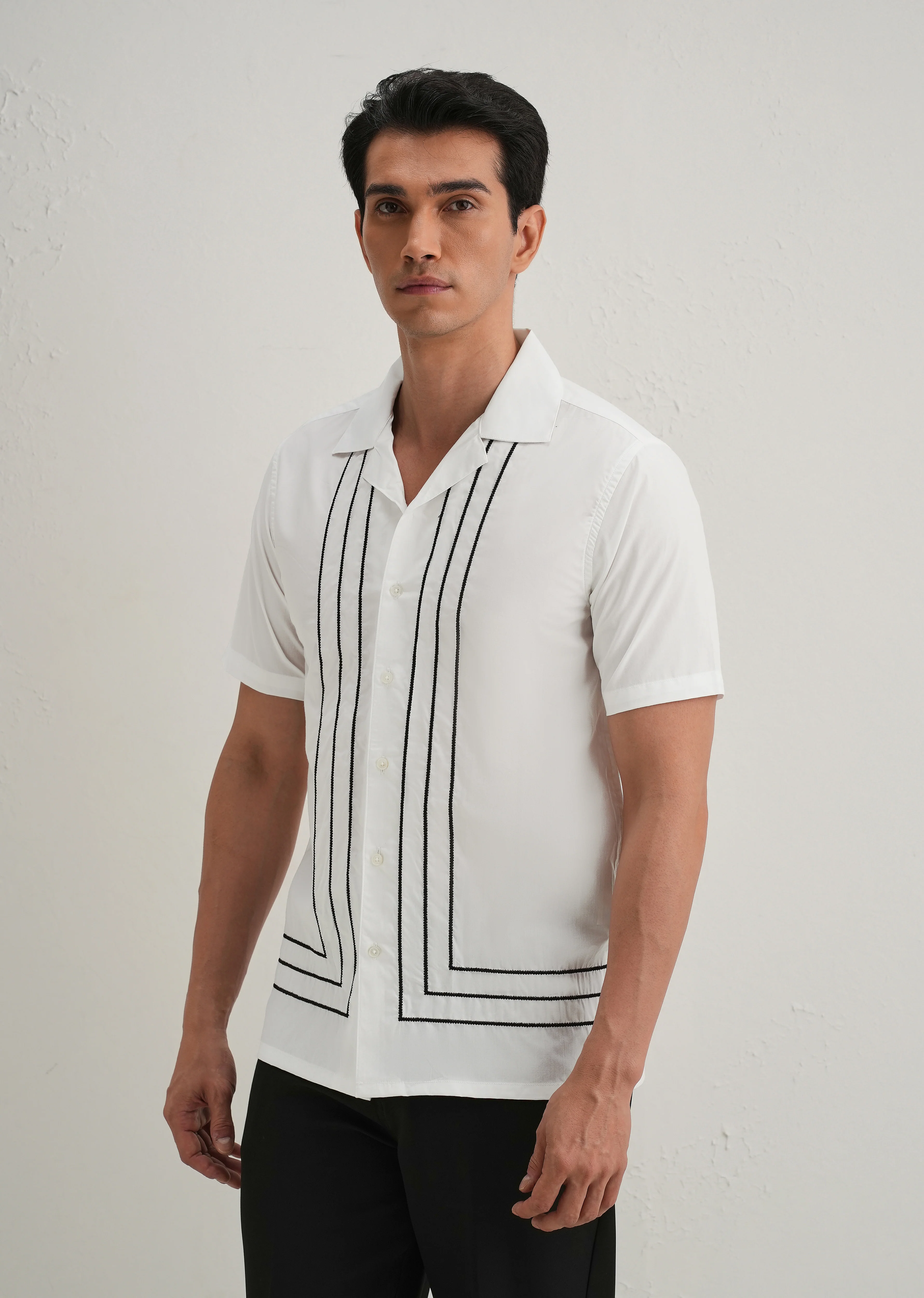 White Line Embroidery Shirt - Image 4