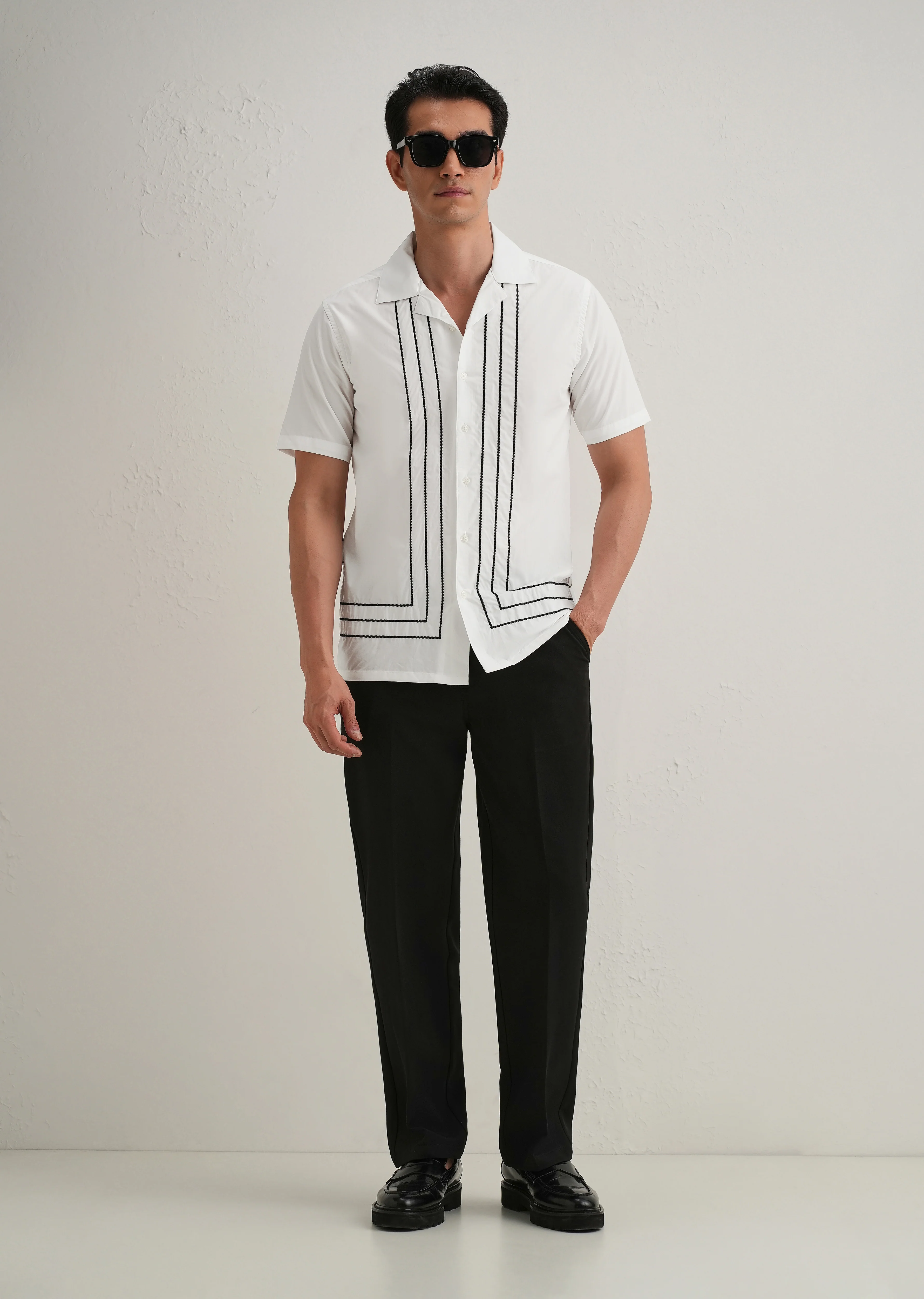 White Line Embroidery Shirt - Image 6