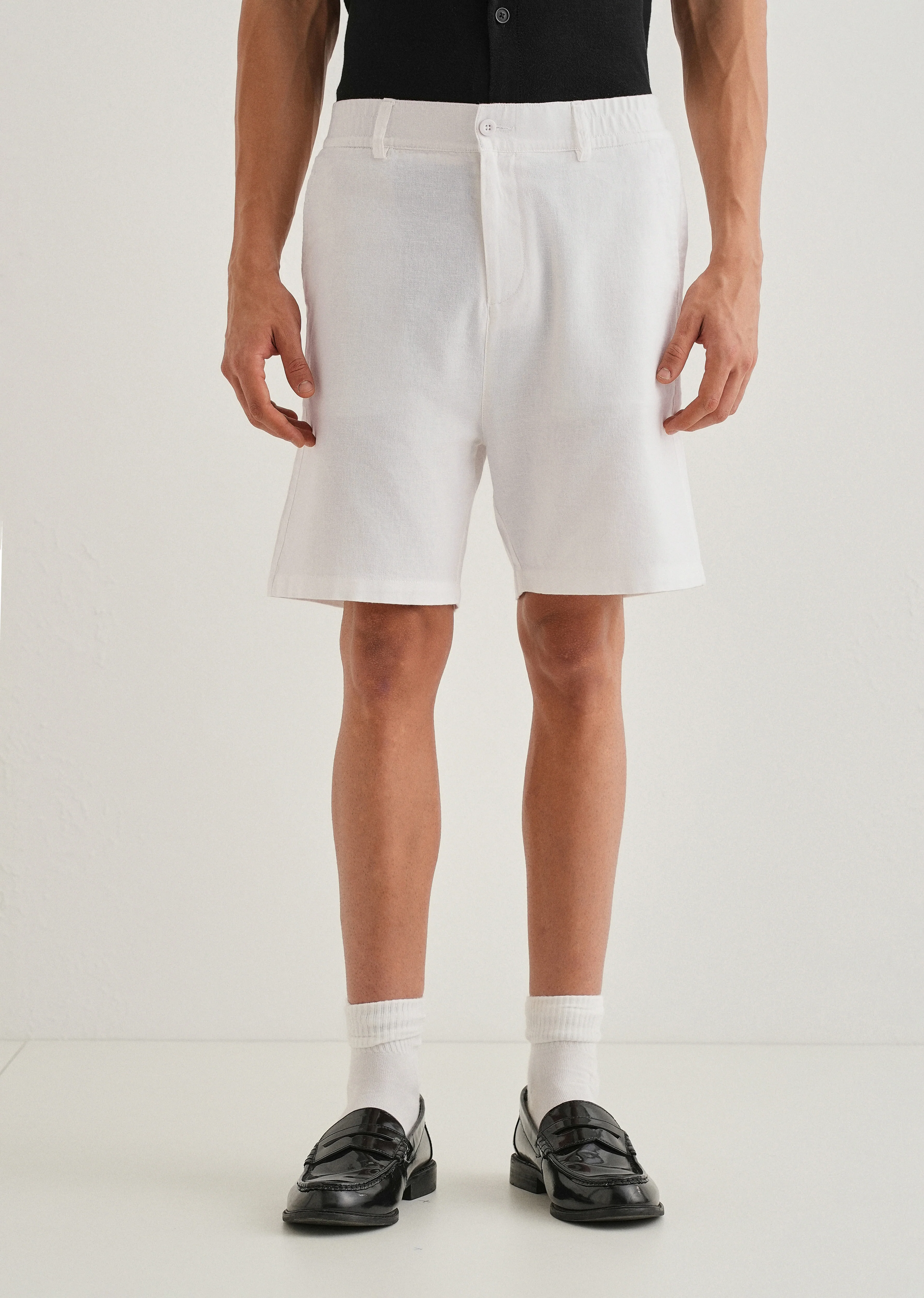 White Linen Shorts - Image 3
