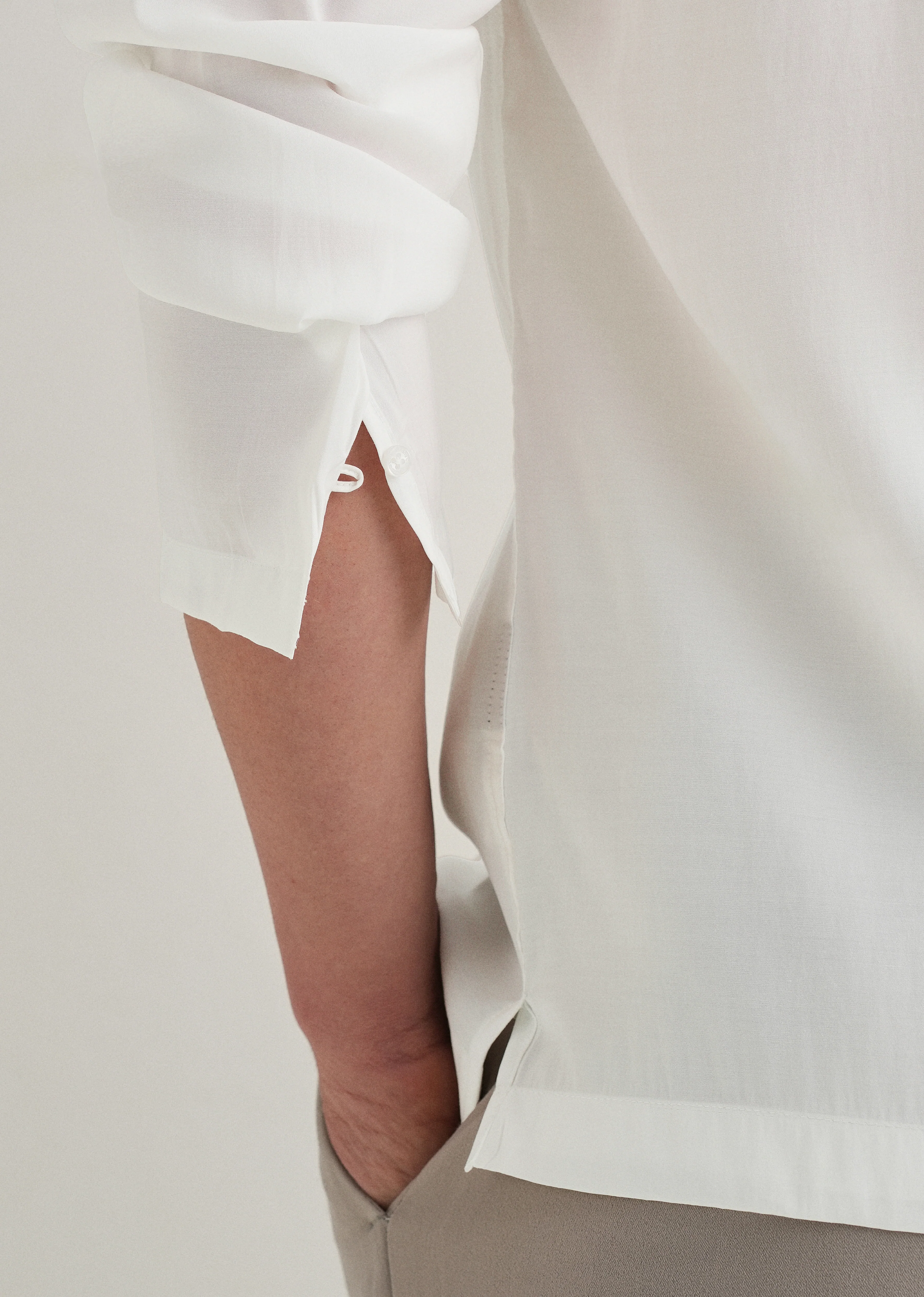 White Loop Button-Down Plain Shirt - Image 2