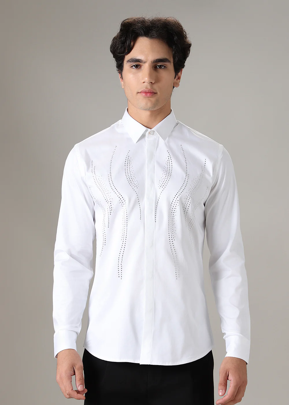 White Luxe Sparkler Designer Shirt - Image 3