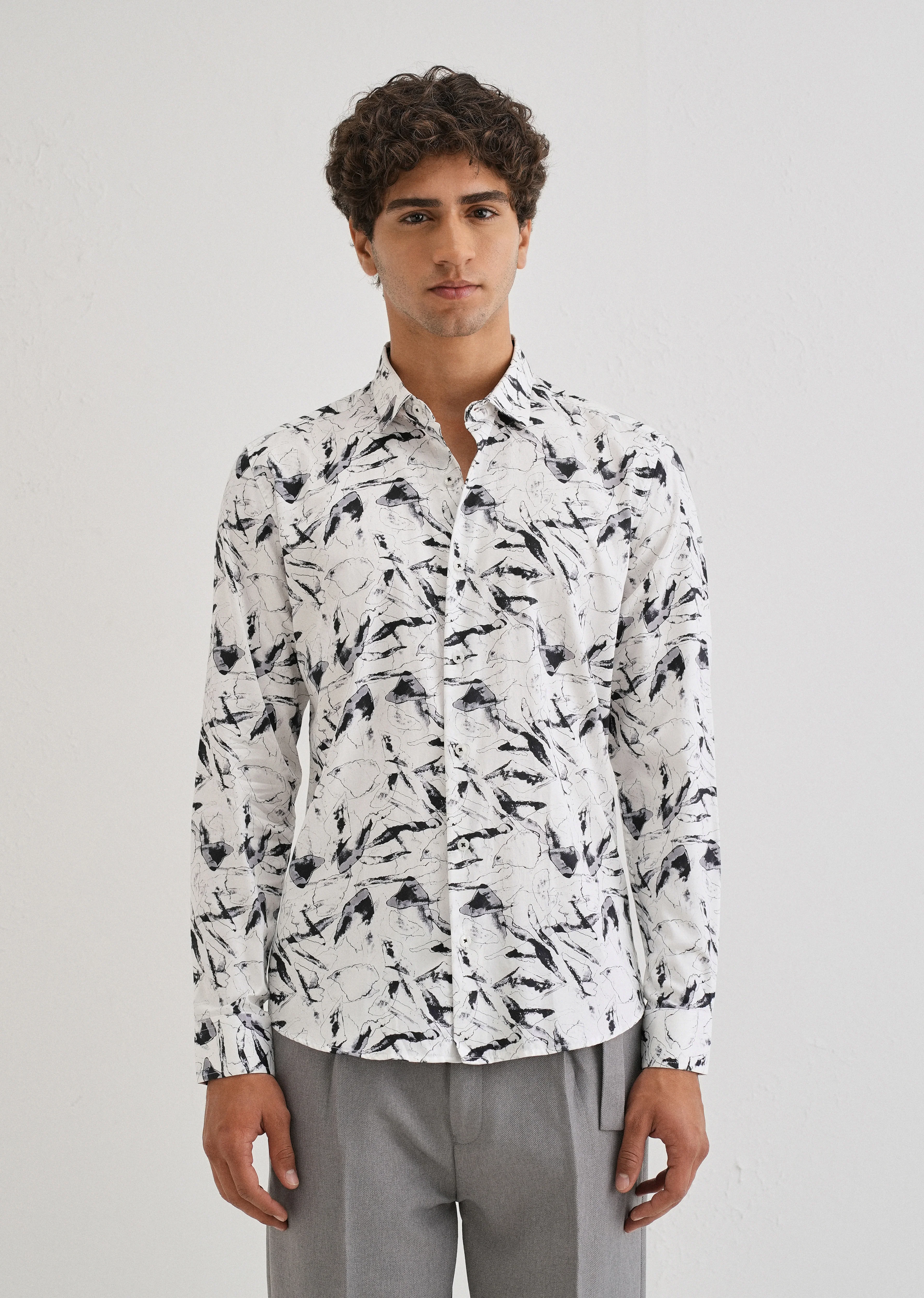 White Marble Printed Shirt - Image 3
