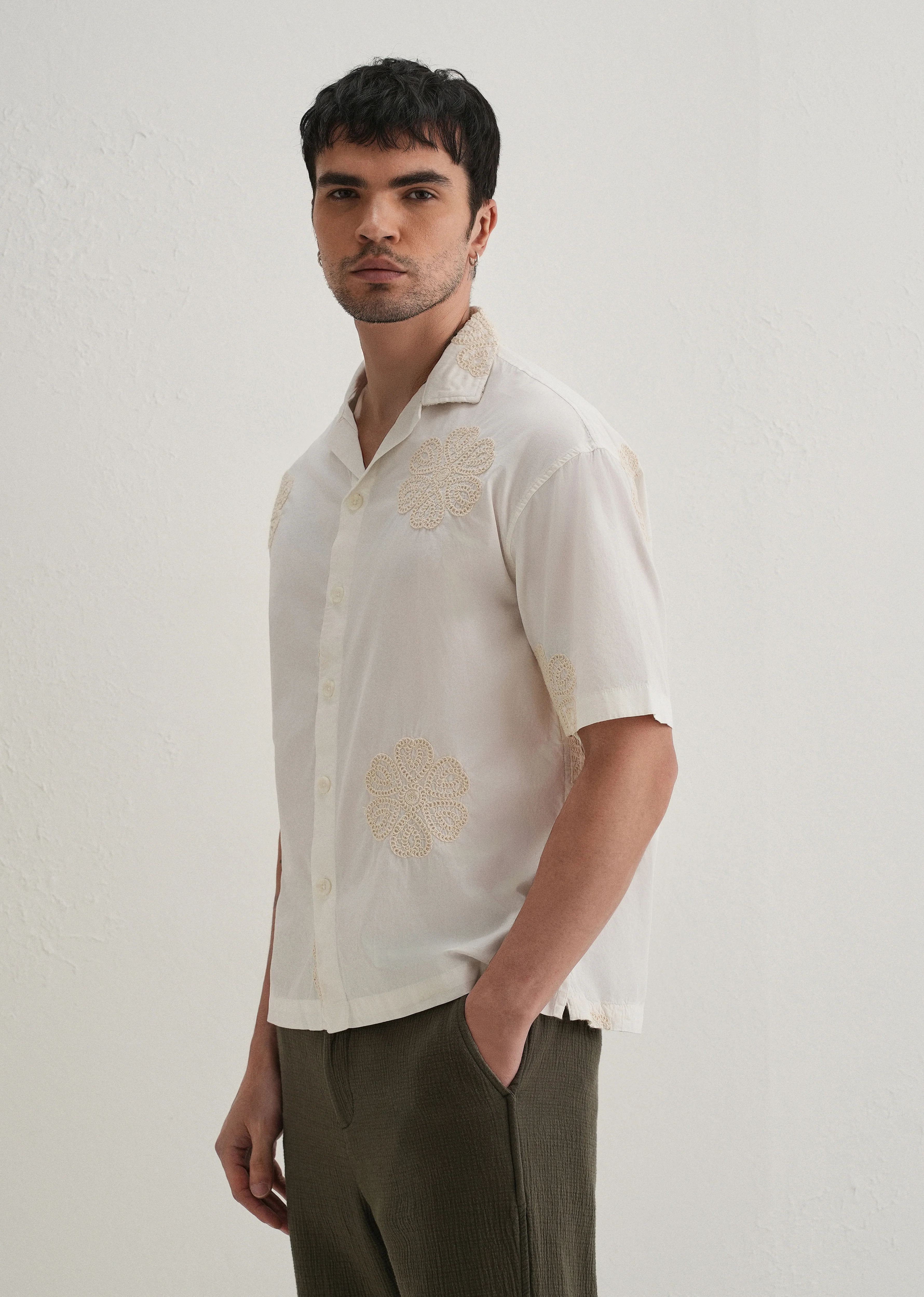 White Medallion Embroidered Shirt - Image 4