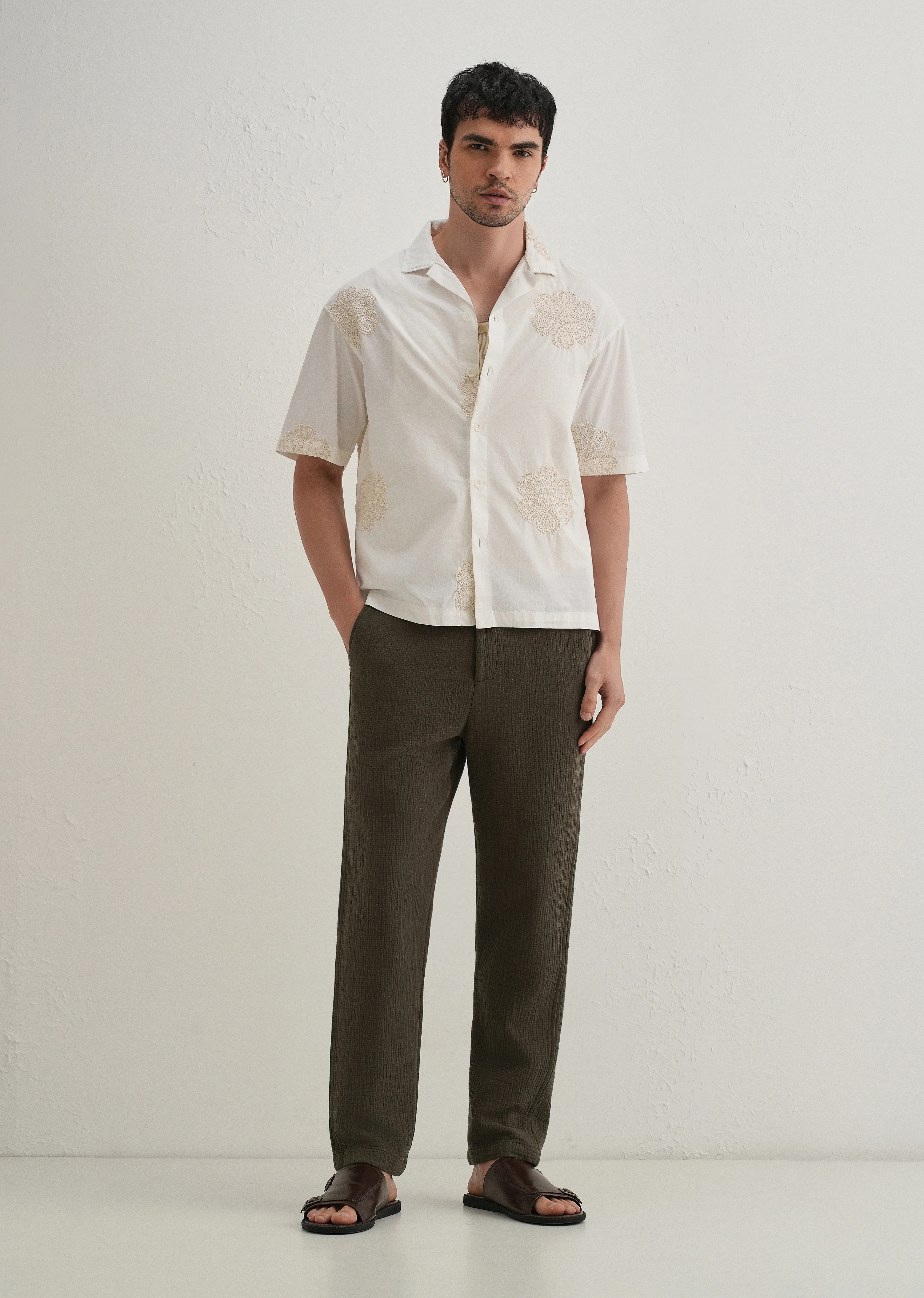 White Medallion Embroidered Shirt - Image 6