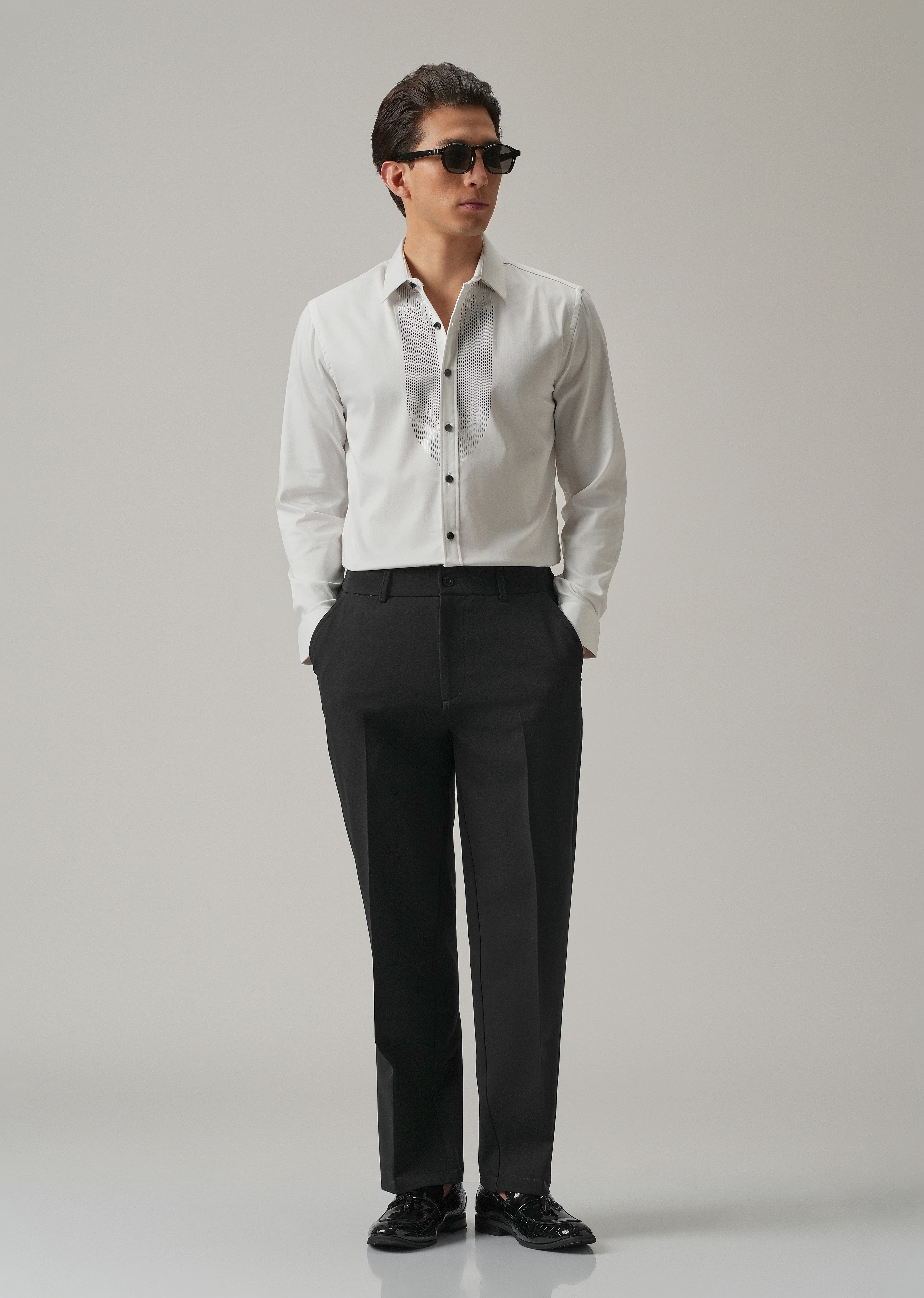 White Micro-Stud Designer Shirt - Image 6