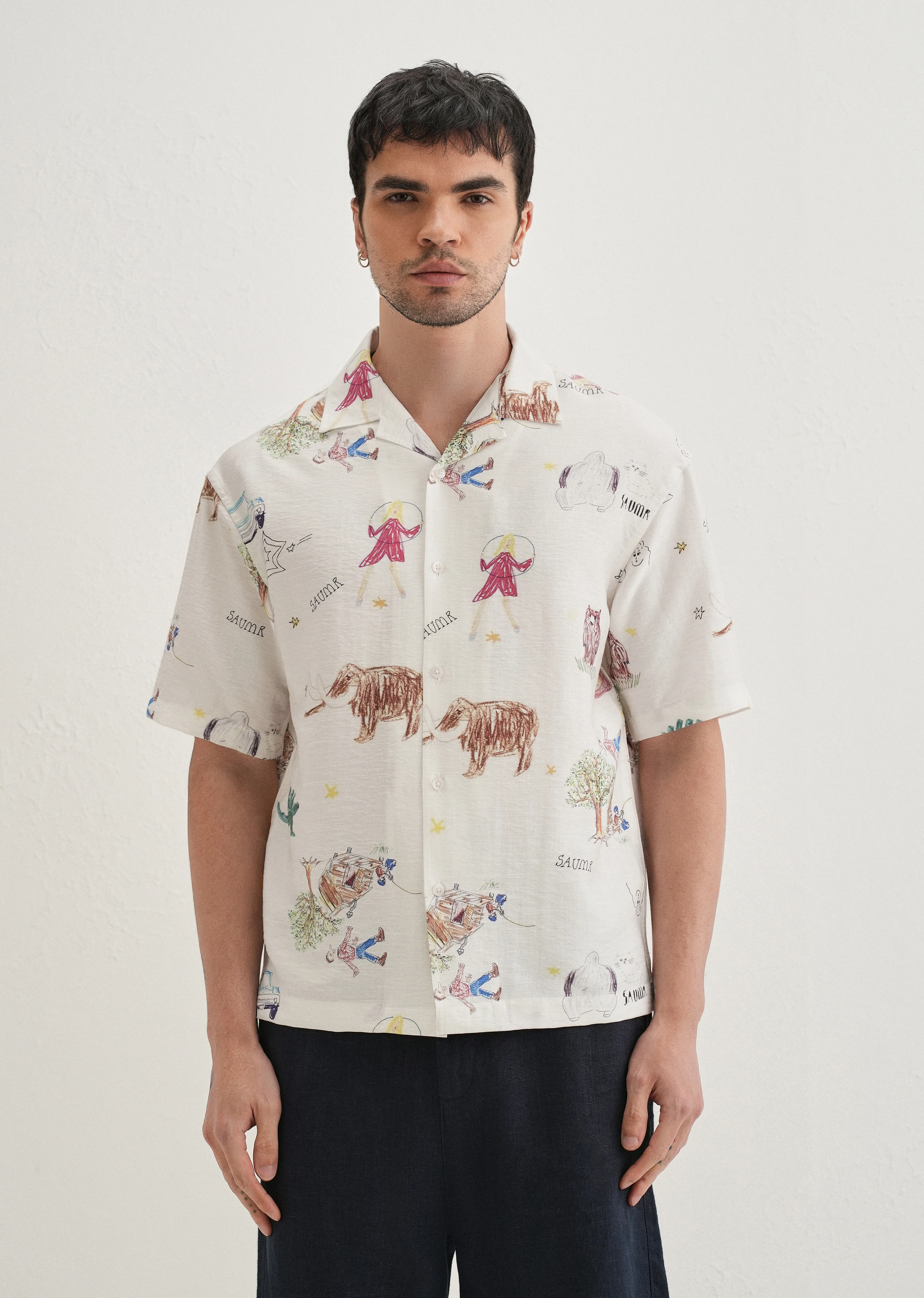 White Multi Graphic Printed Shirt - Image 3