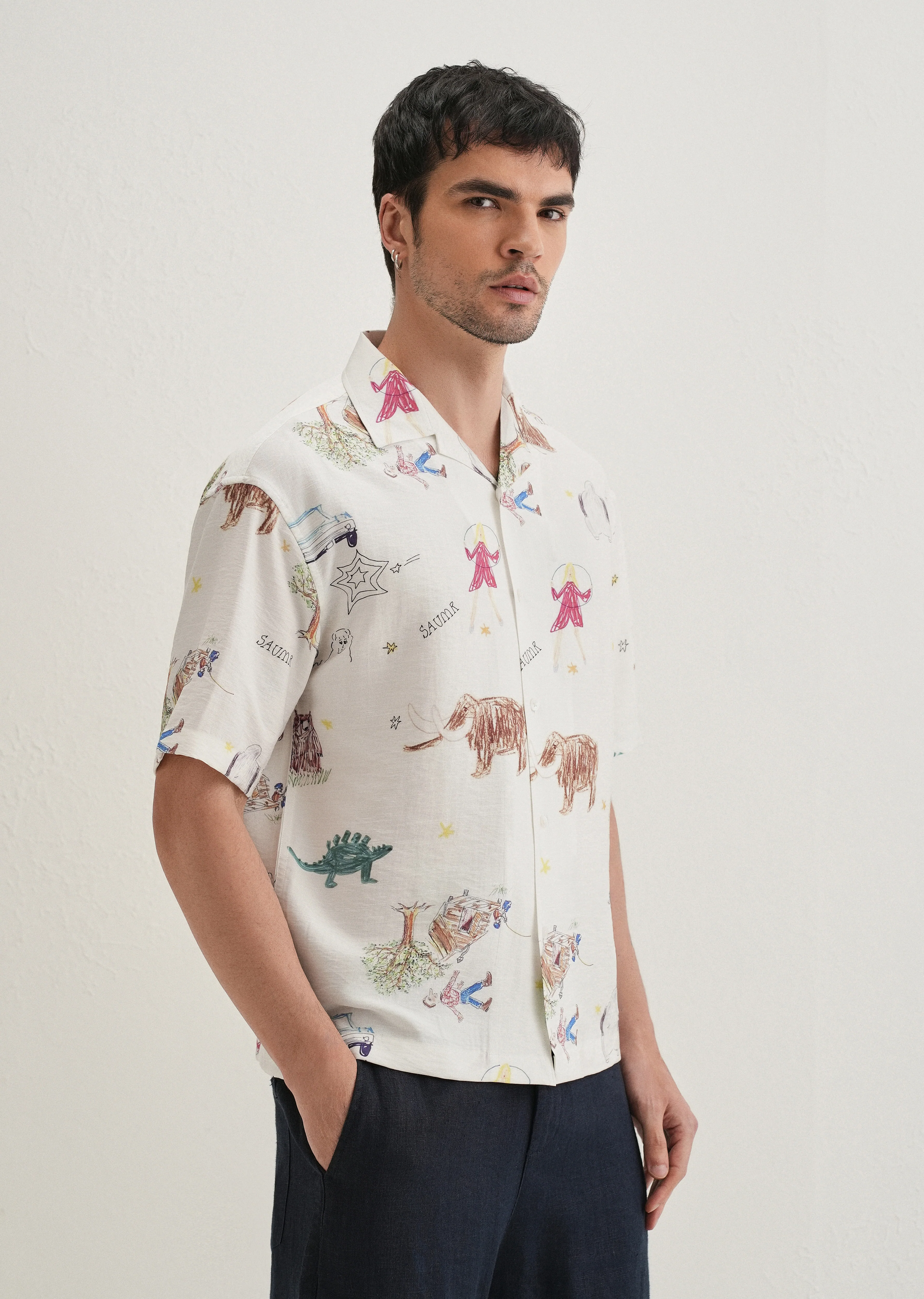 White Multi Graphic Printed Shirt - Image 4