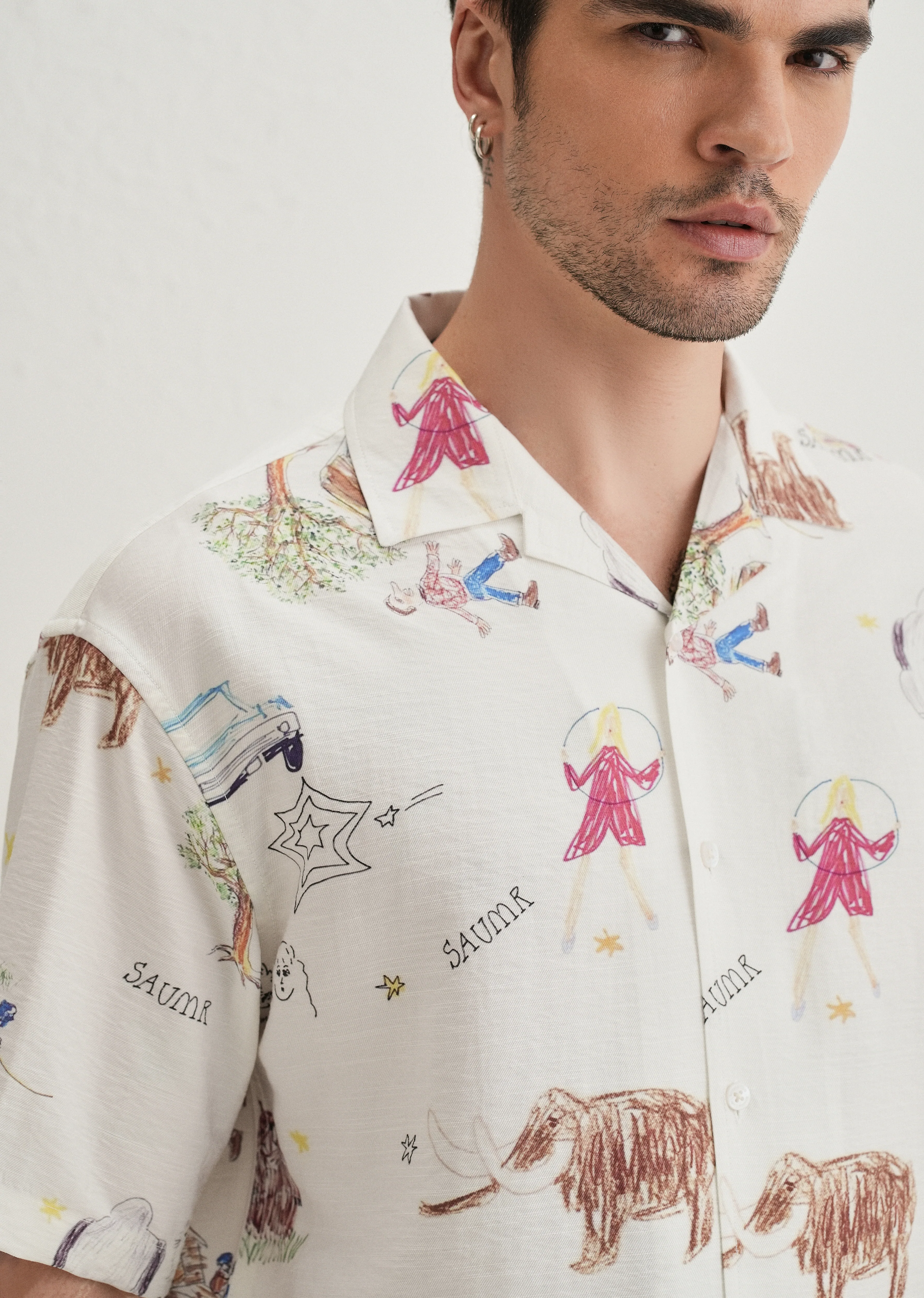 White Multi Graphic Printed Shirt - Image 5