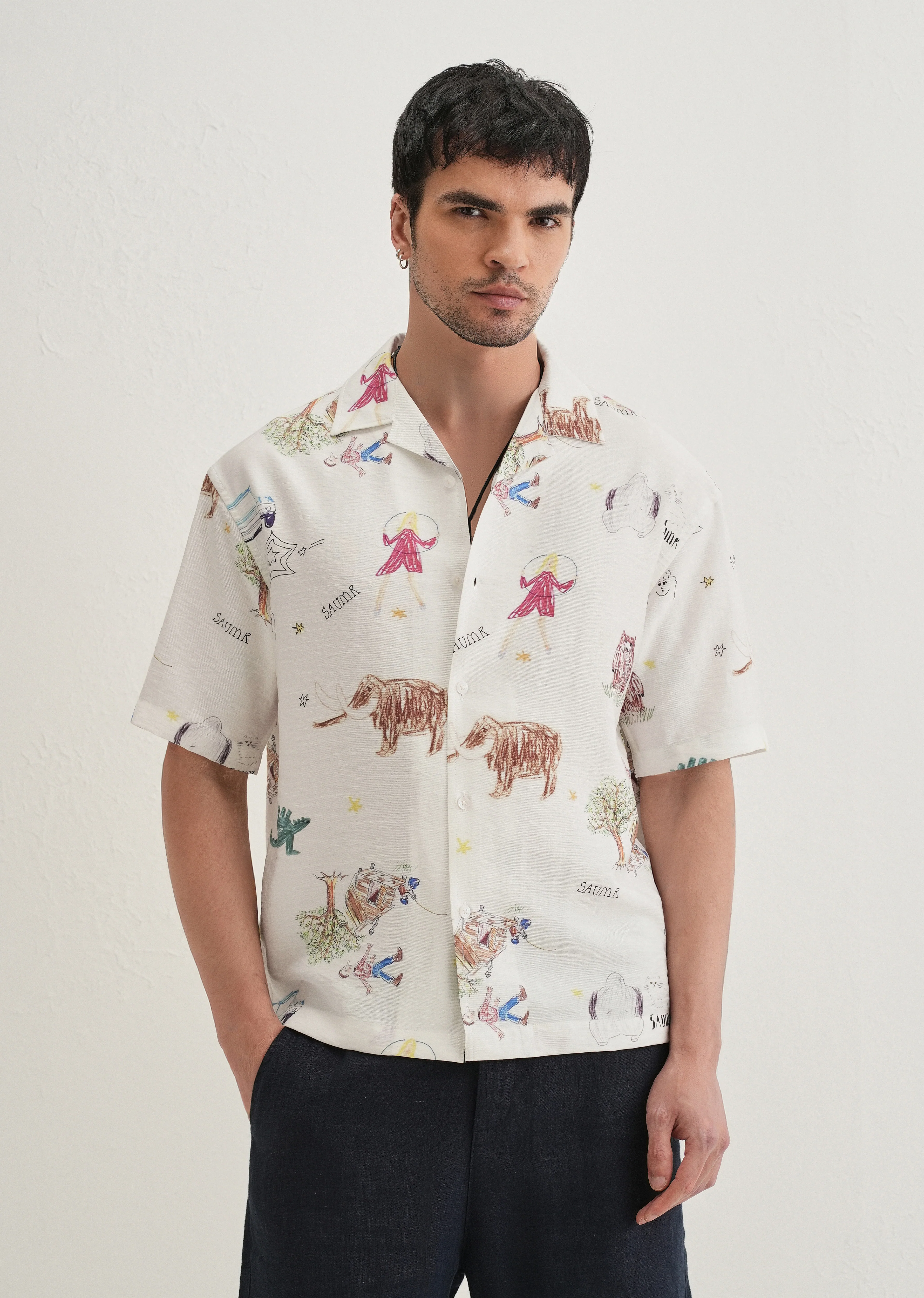 White Multi Graphic Printed Shirt - Image 7