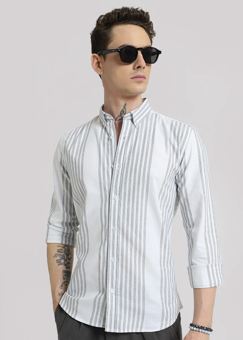 White Oxford Stripe Cotton Shirt - Image 3