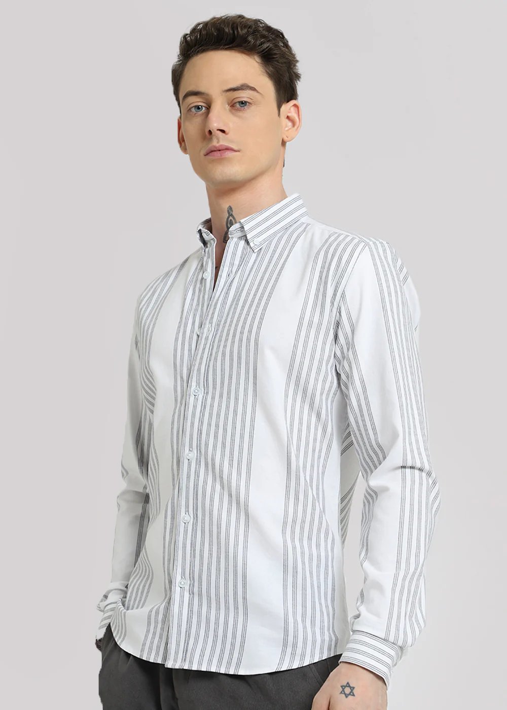 White Oxford Stripe Cotton Shirt - Image 4
