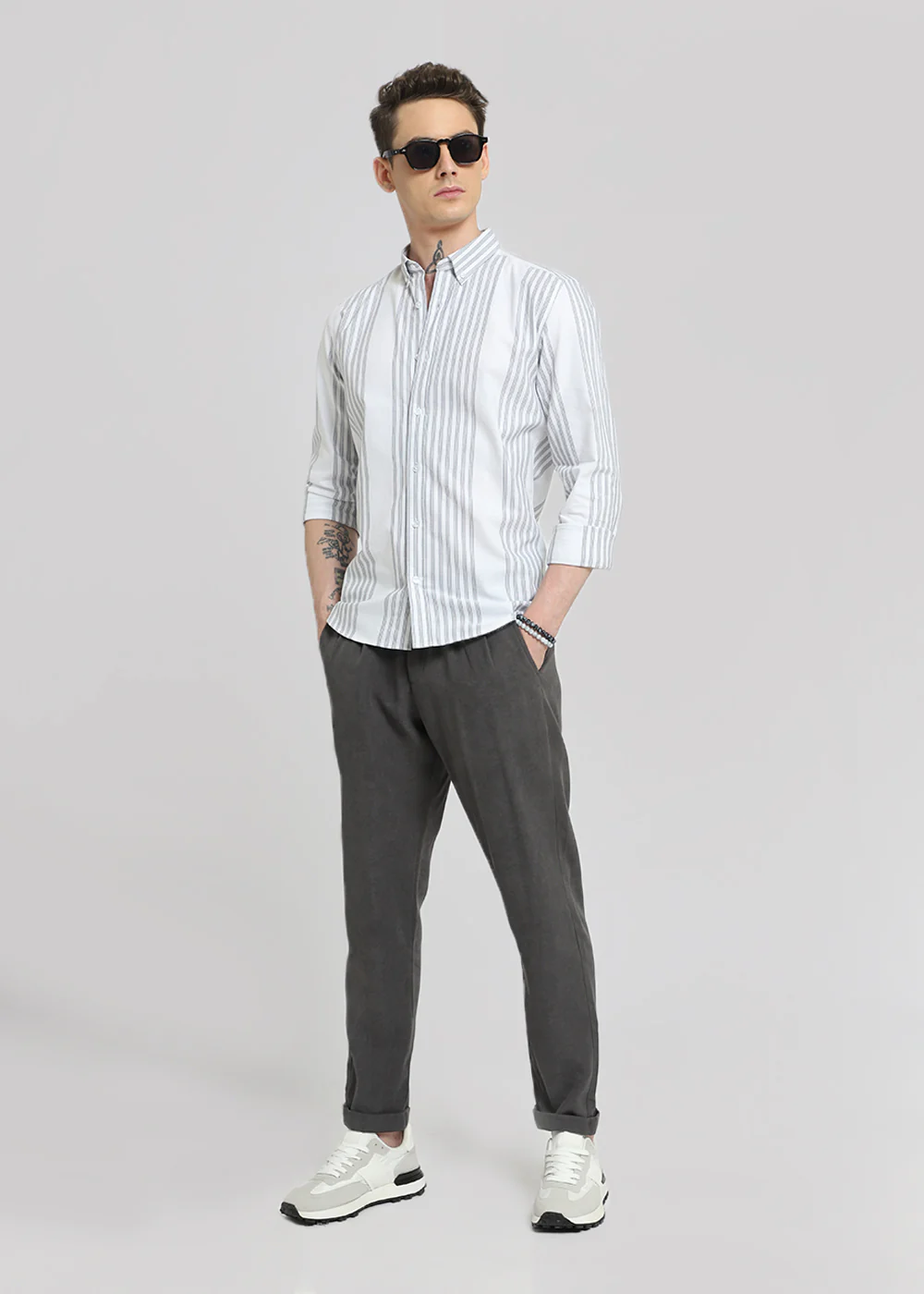 White Oxford Stripe Cotton Shirt - Image 6