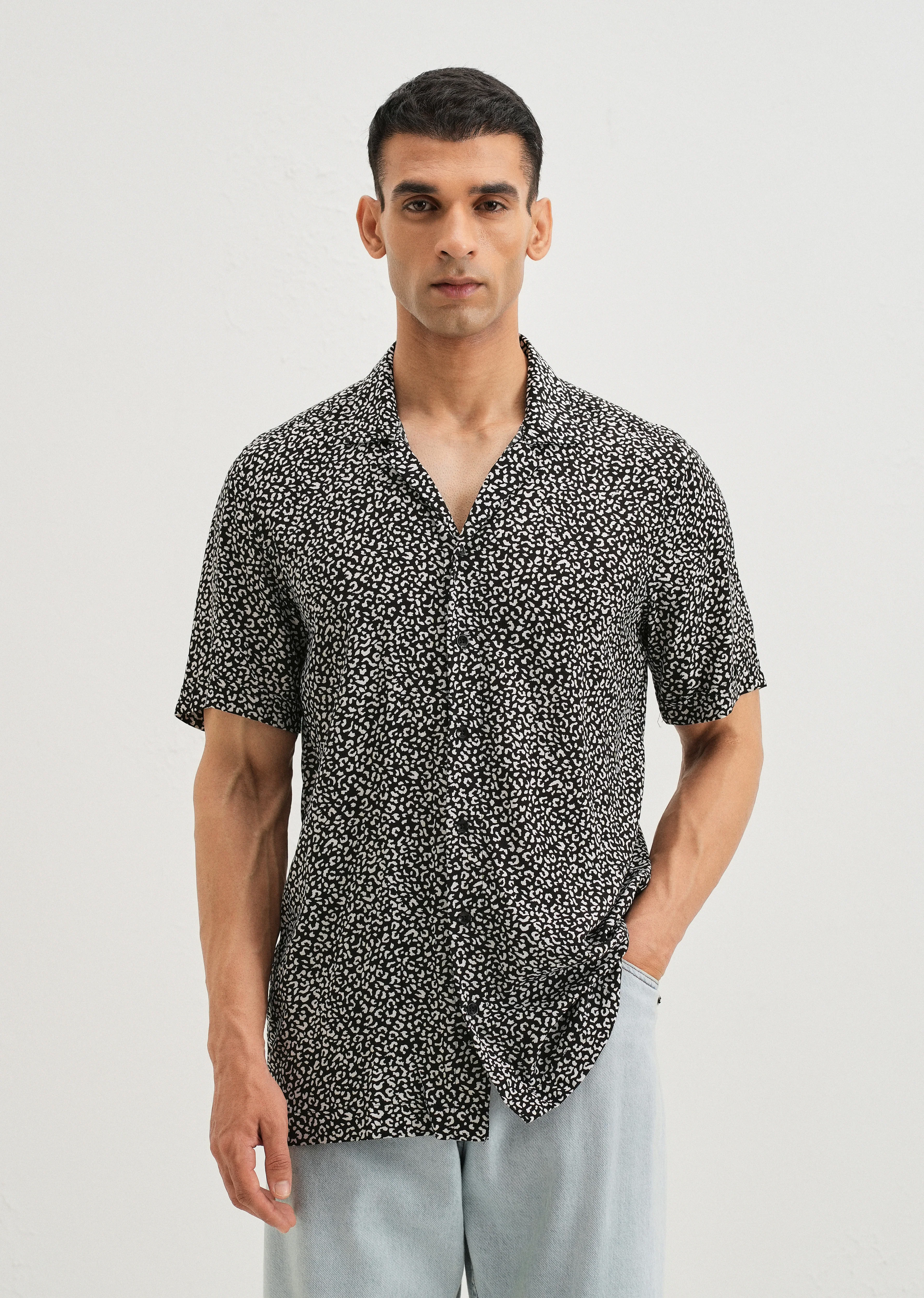 White Panthera Print Half sleeve shirt - Image 3