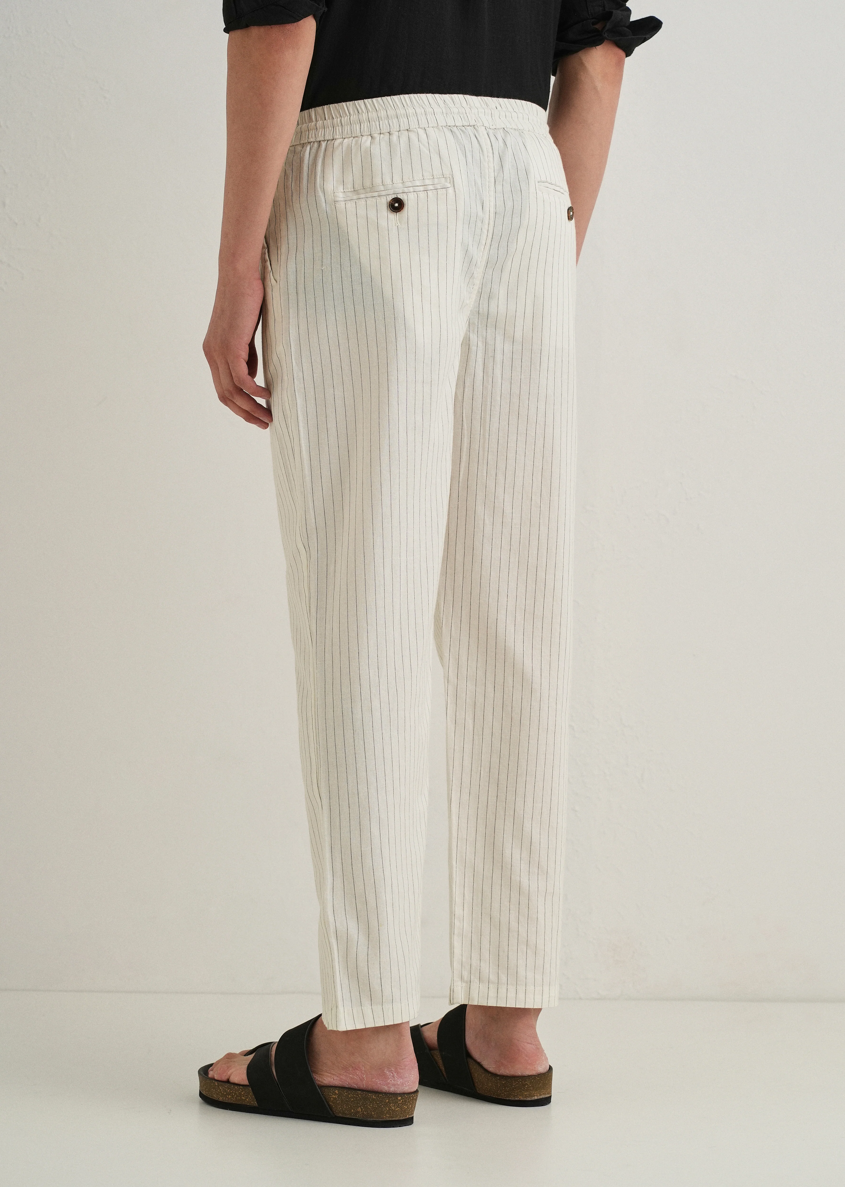 White Pin Cotton Linen Pant - Image 2
