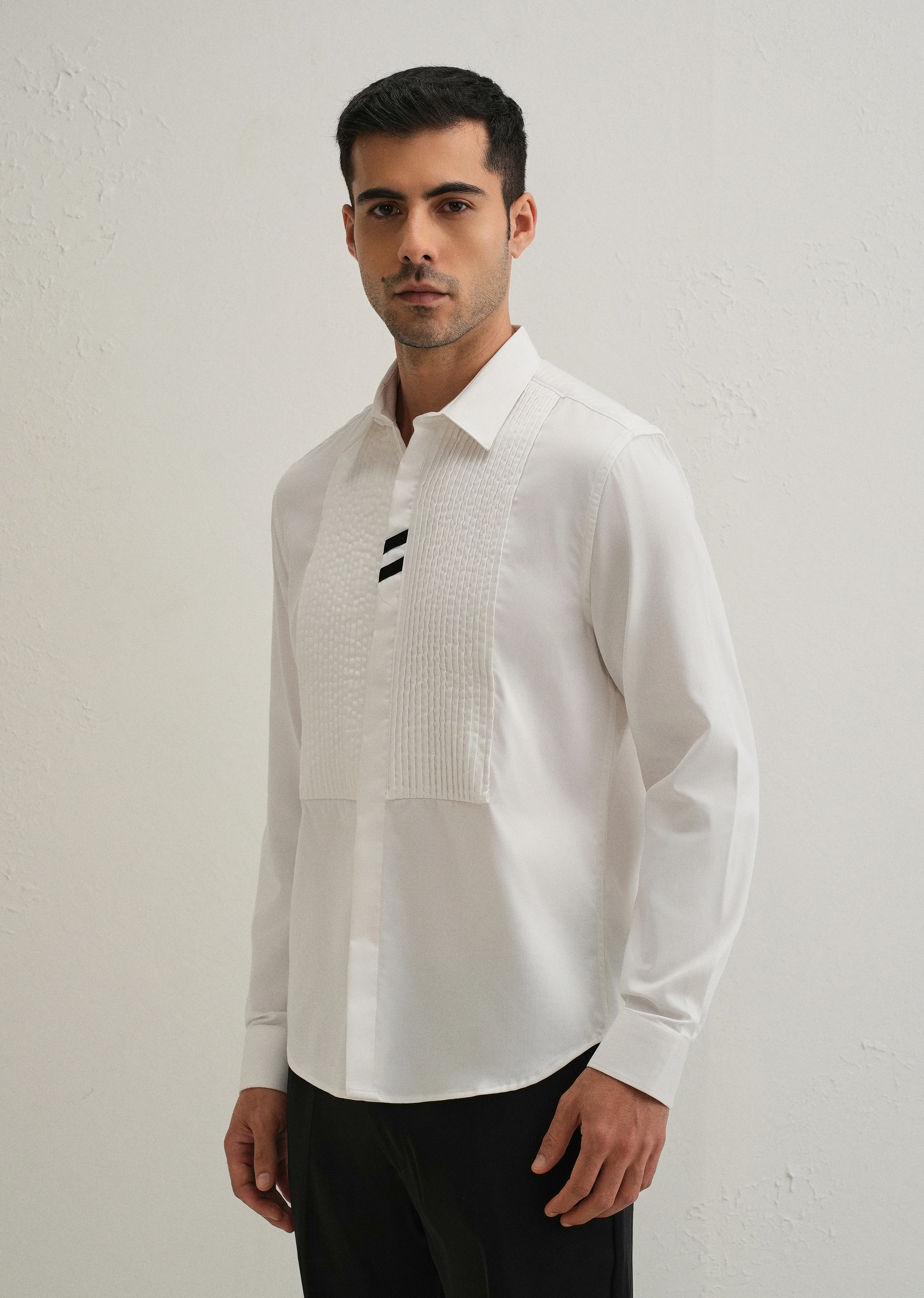 White Pintuck Pleat Designer Shirt - Image 4