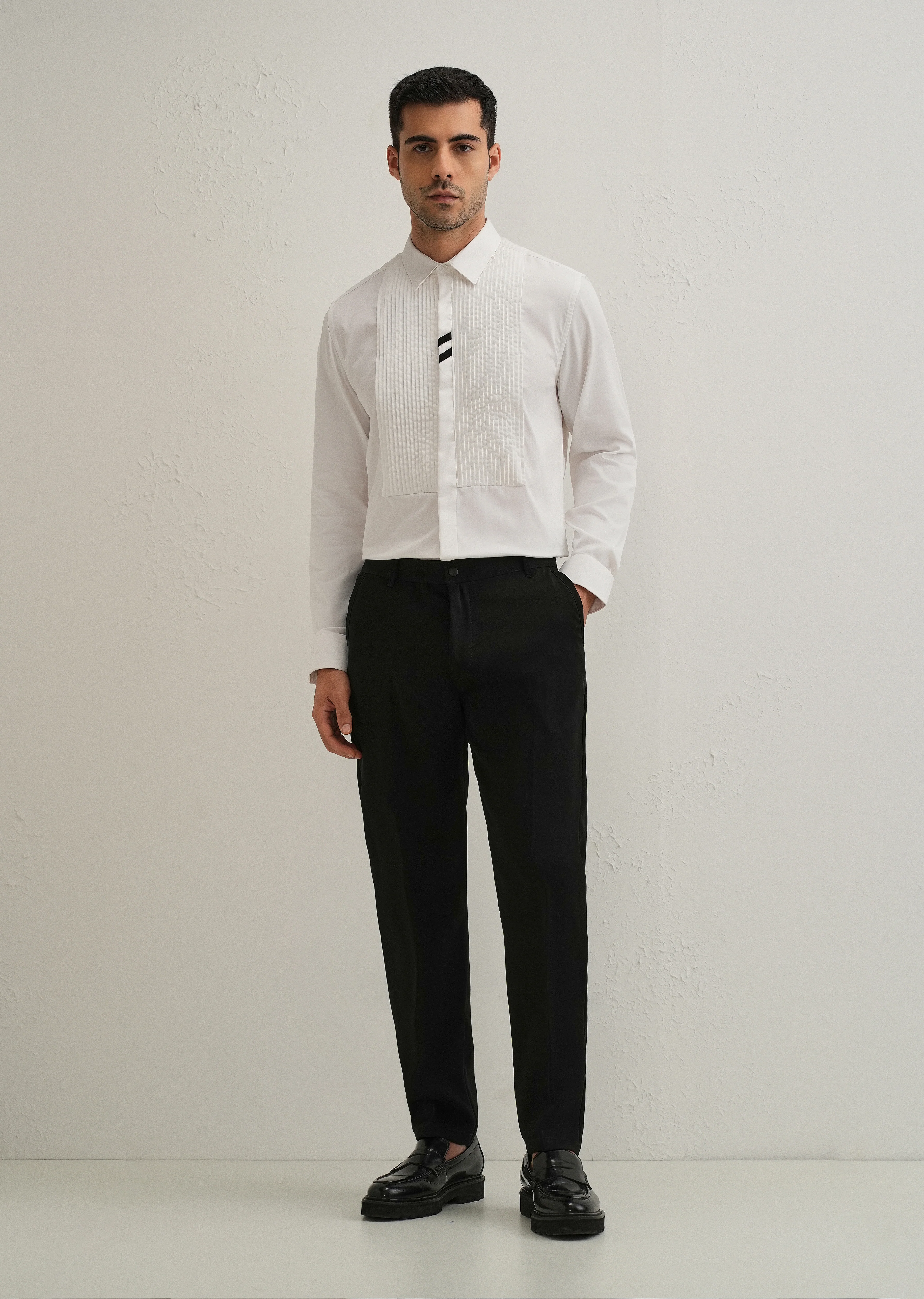 White Pintuck Pleat Designer Shirt - Image 6