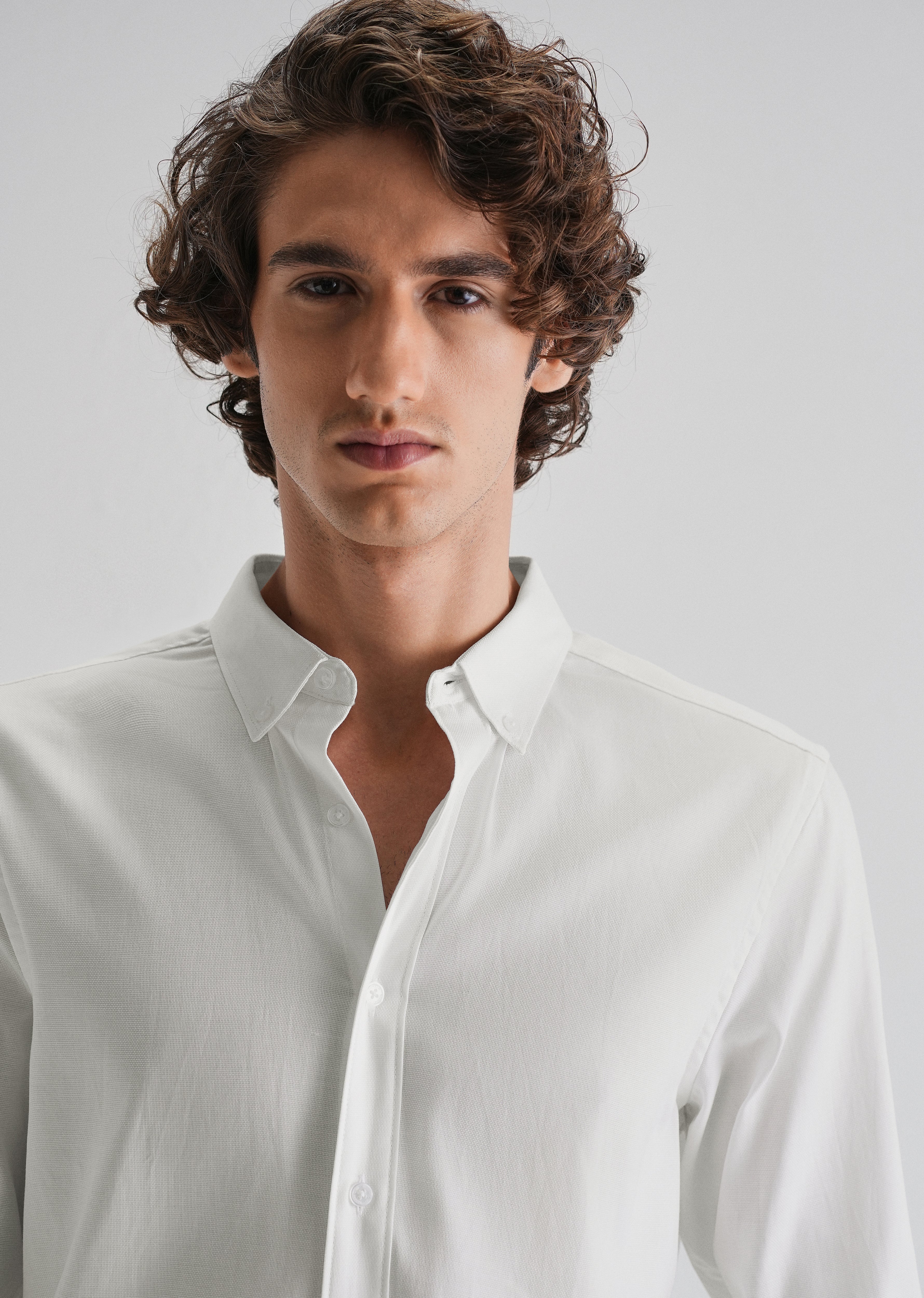 White Plain Blended Cotton Regular Fit Shirt - Image 5