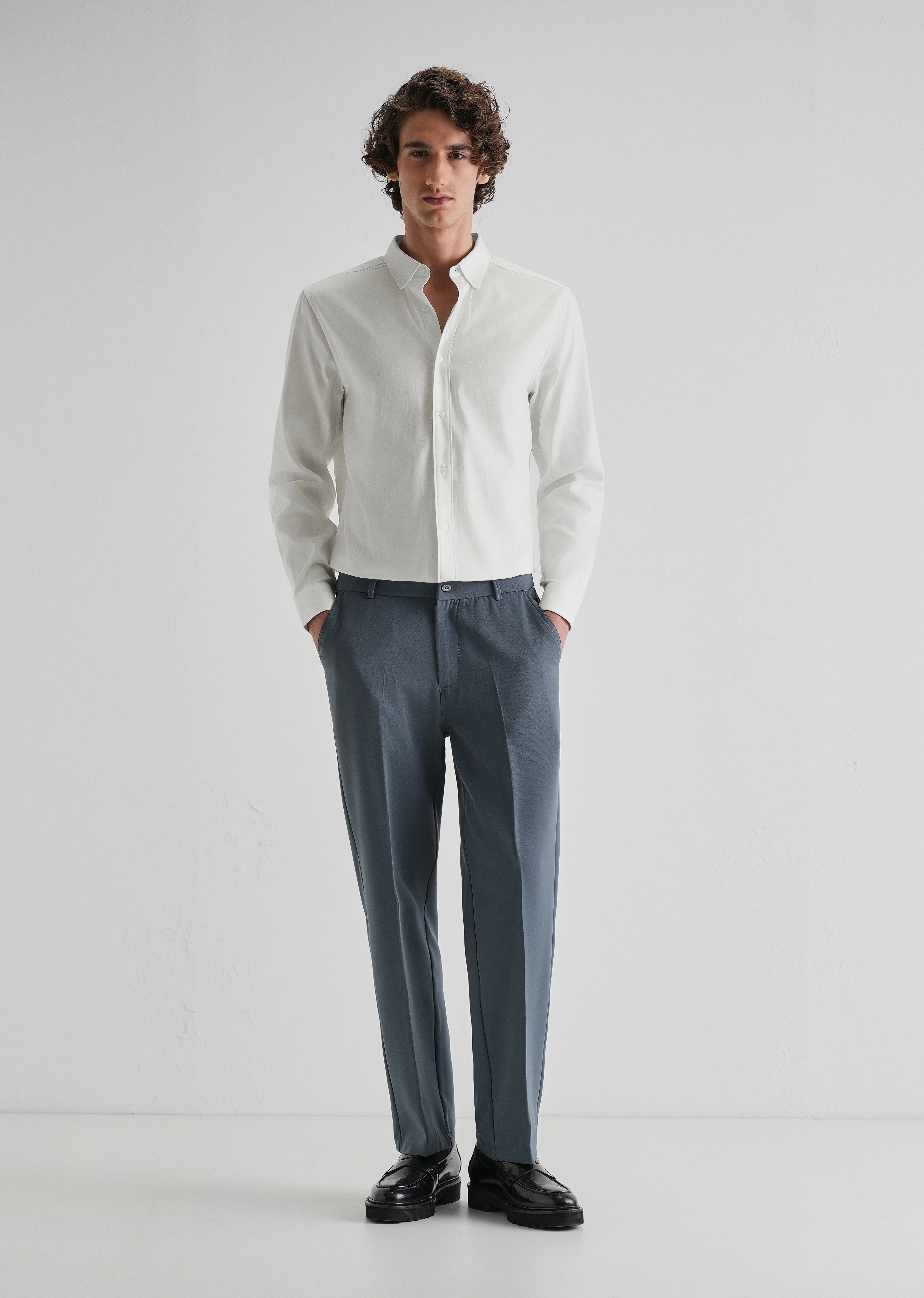 White Plain Blended Cotton Regular Fit Shirt - Image 6
