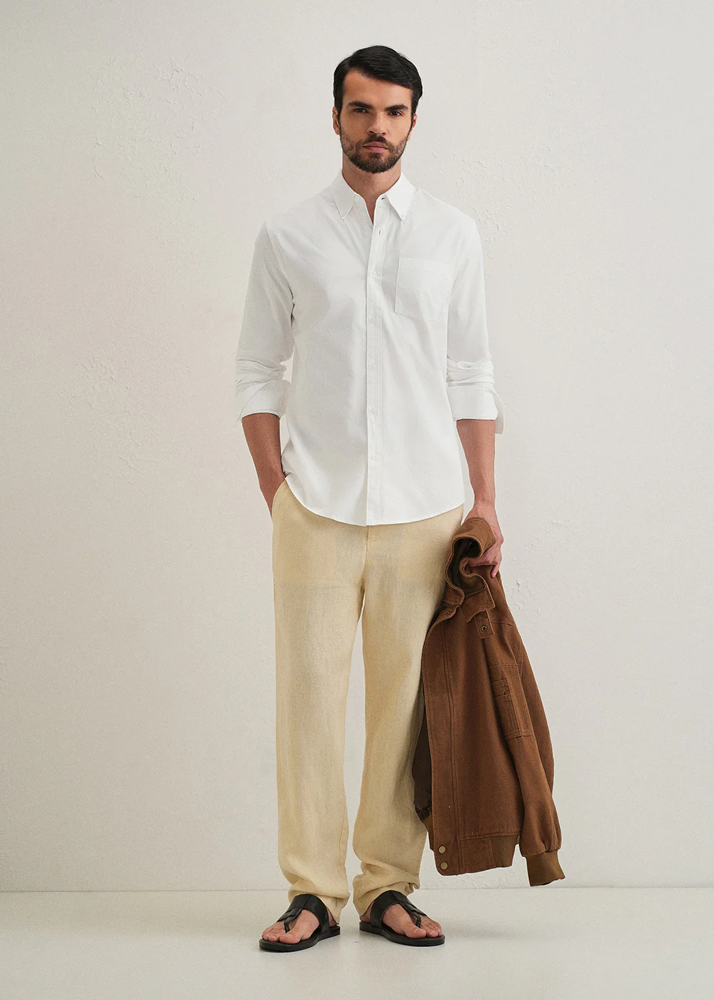 White Plain Cotton Oxford Shirt - Image 6