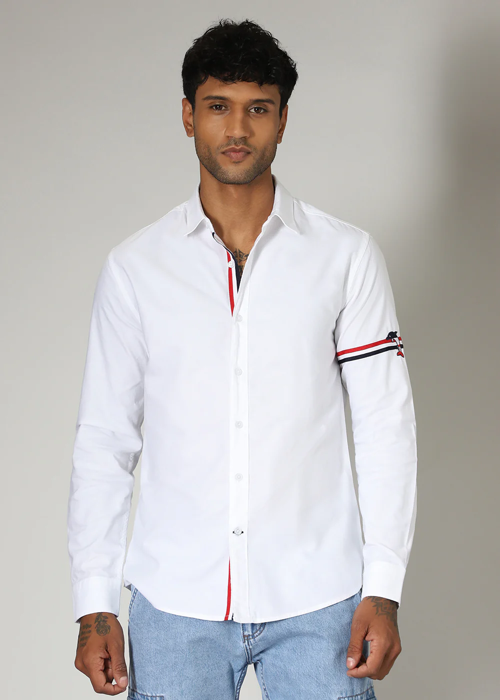 White Plain Dolphin Oxford Shirt - Image 3