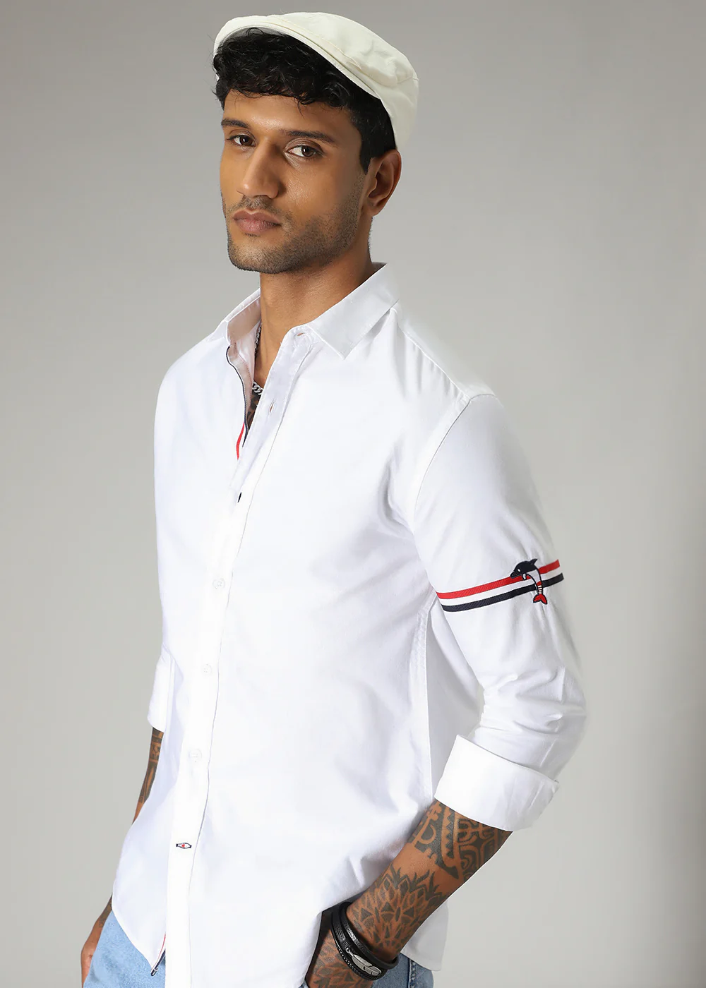 White Plain Dolphin Oxford Shirt - Image 5