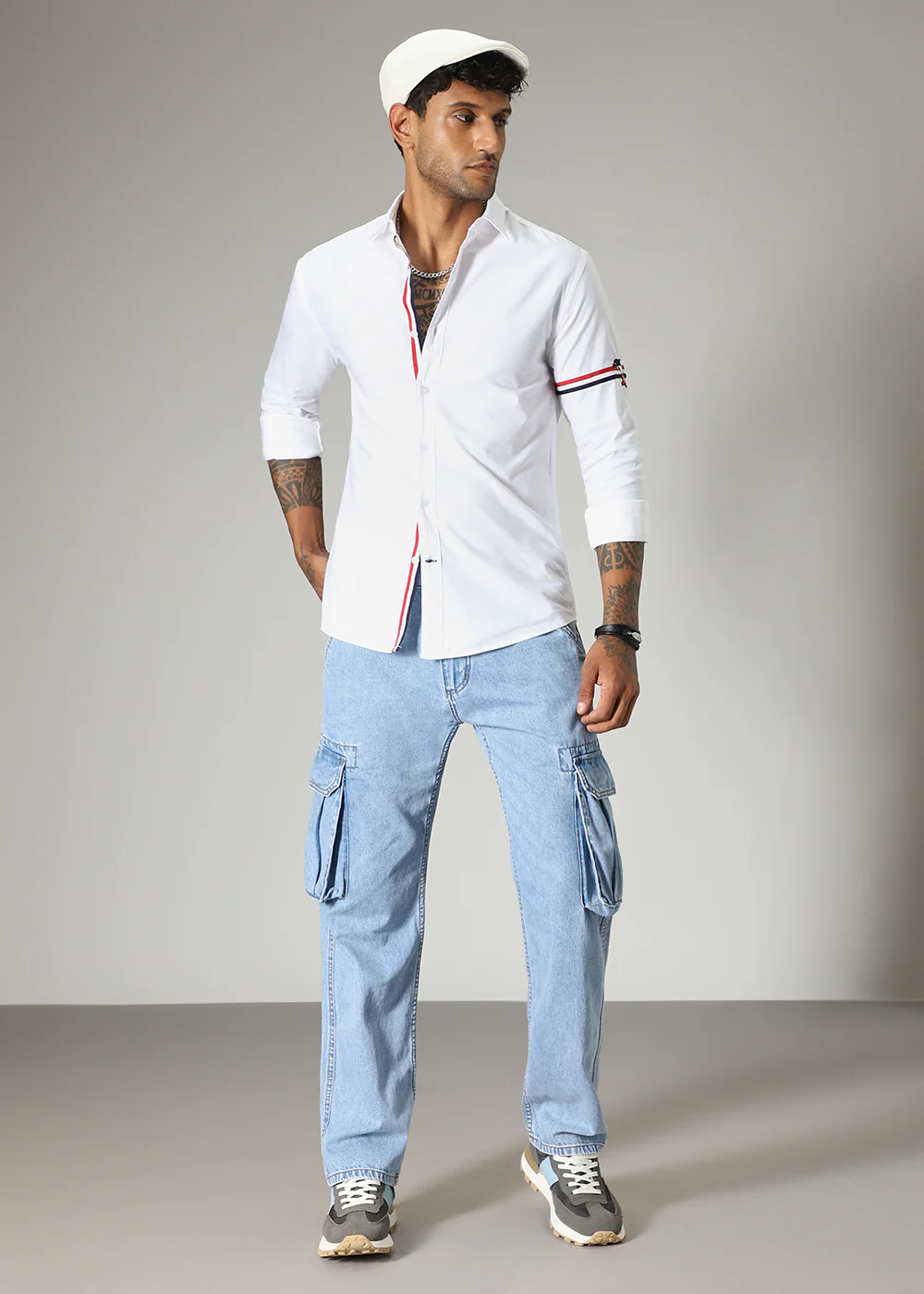 White Plain Dolphin Oxford Shirt - Image 8