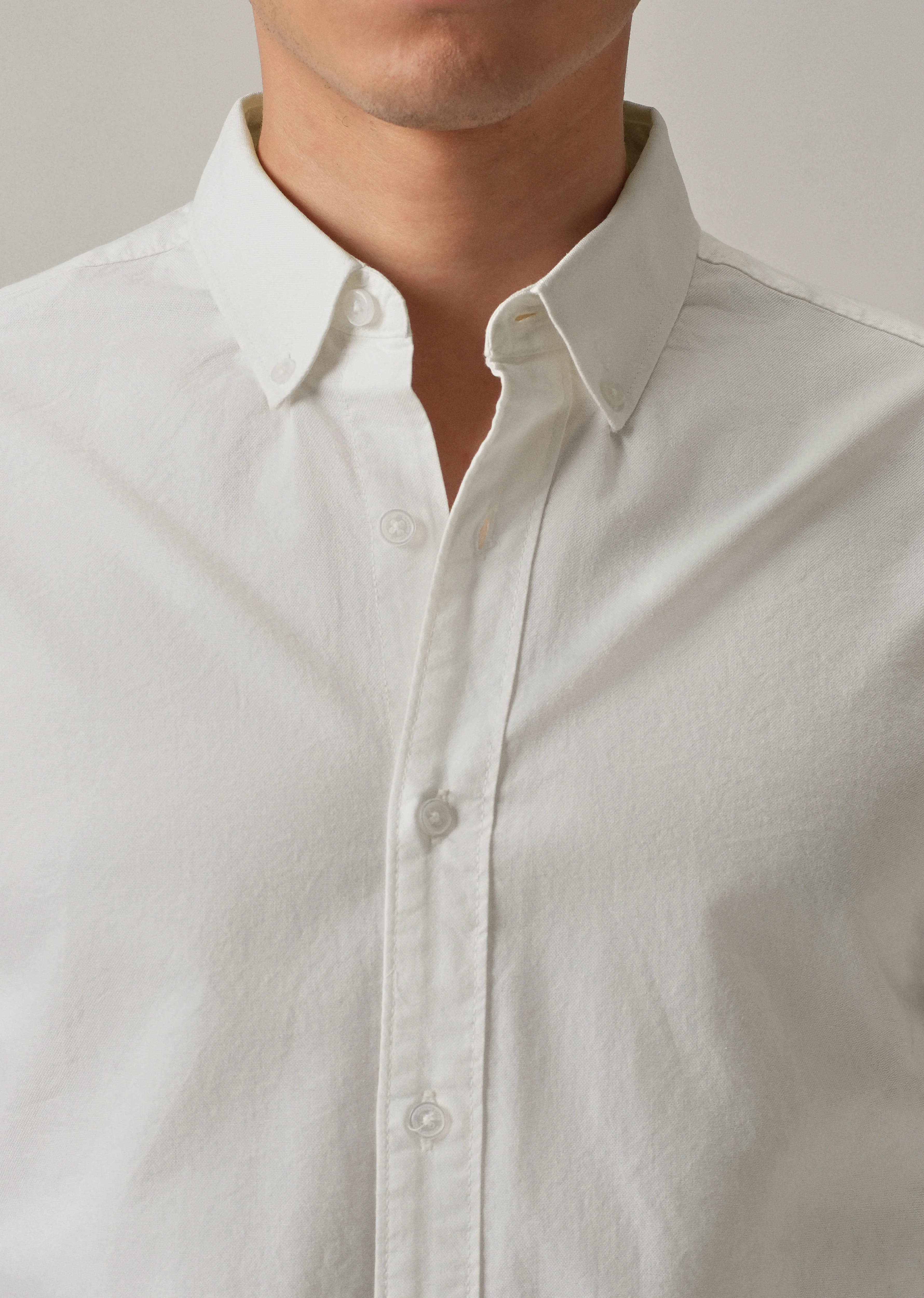 White Plain Elbow Patch Oxford Shirt - Image 8