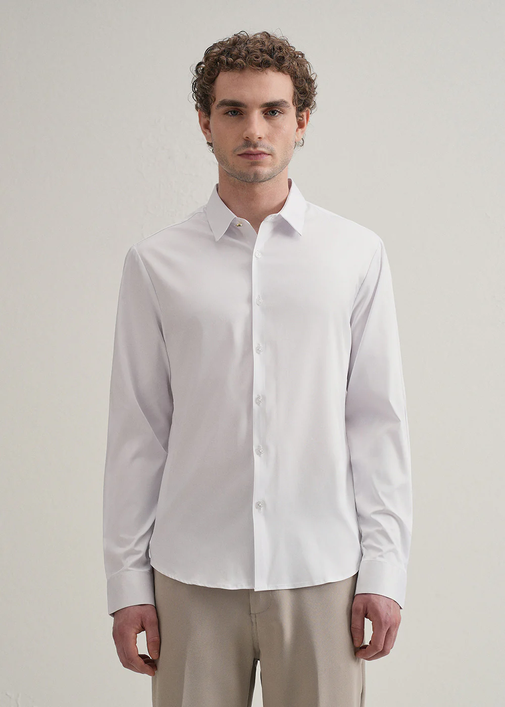 White Plain Stitchless Placket Shirt - Image 3