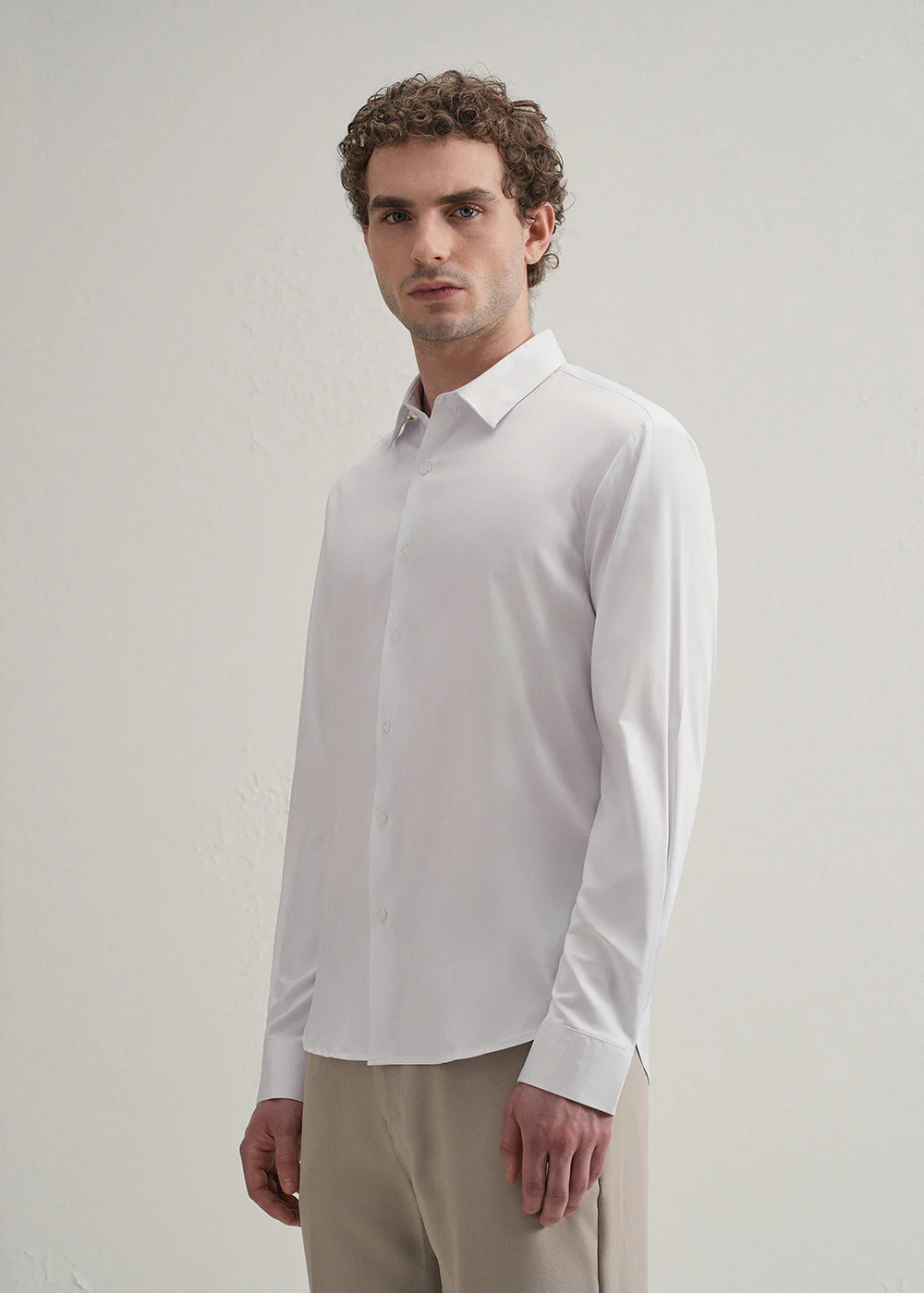 White Plain Stitchless Placket Shirt - Image 5