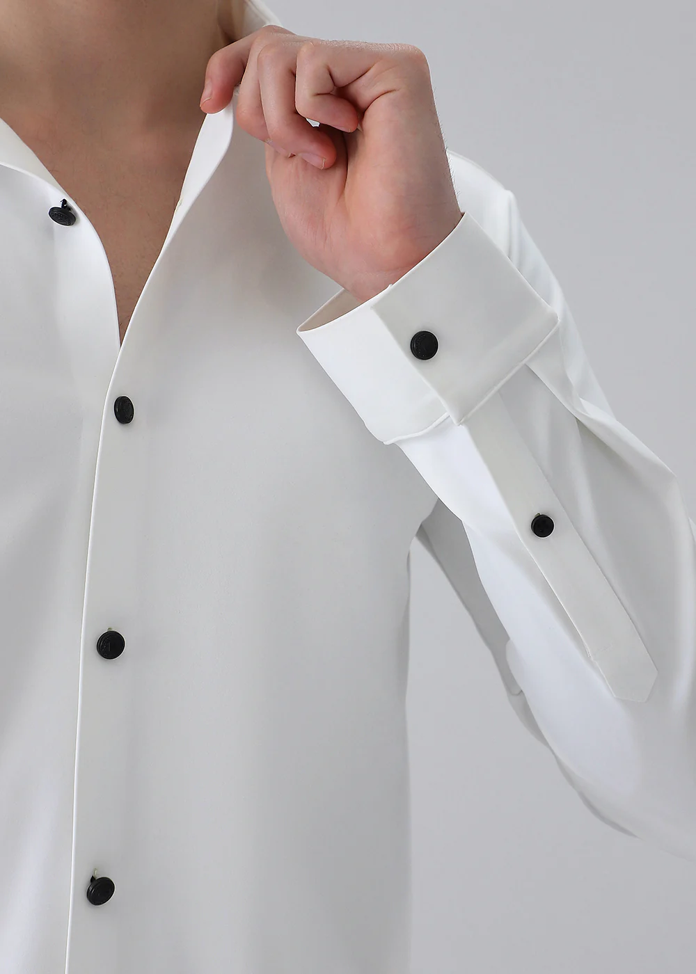 White Plain Stitchless Stretch Shirt - Image 5