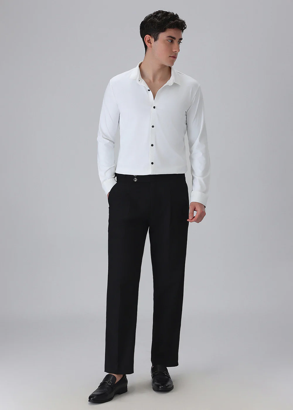 White Plain Stitchless Stretch Shirt - Image 6