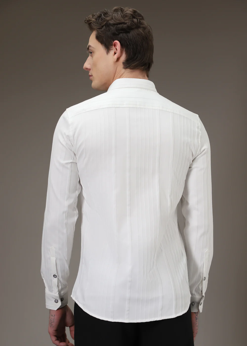 White Pleat Designer Shirt - Image 5