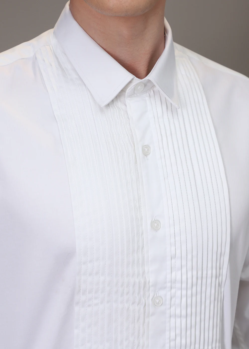 White Pleated Designer Shirt - Image 5