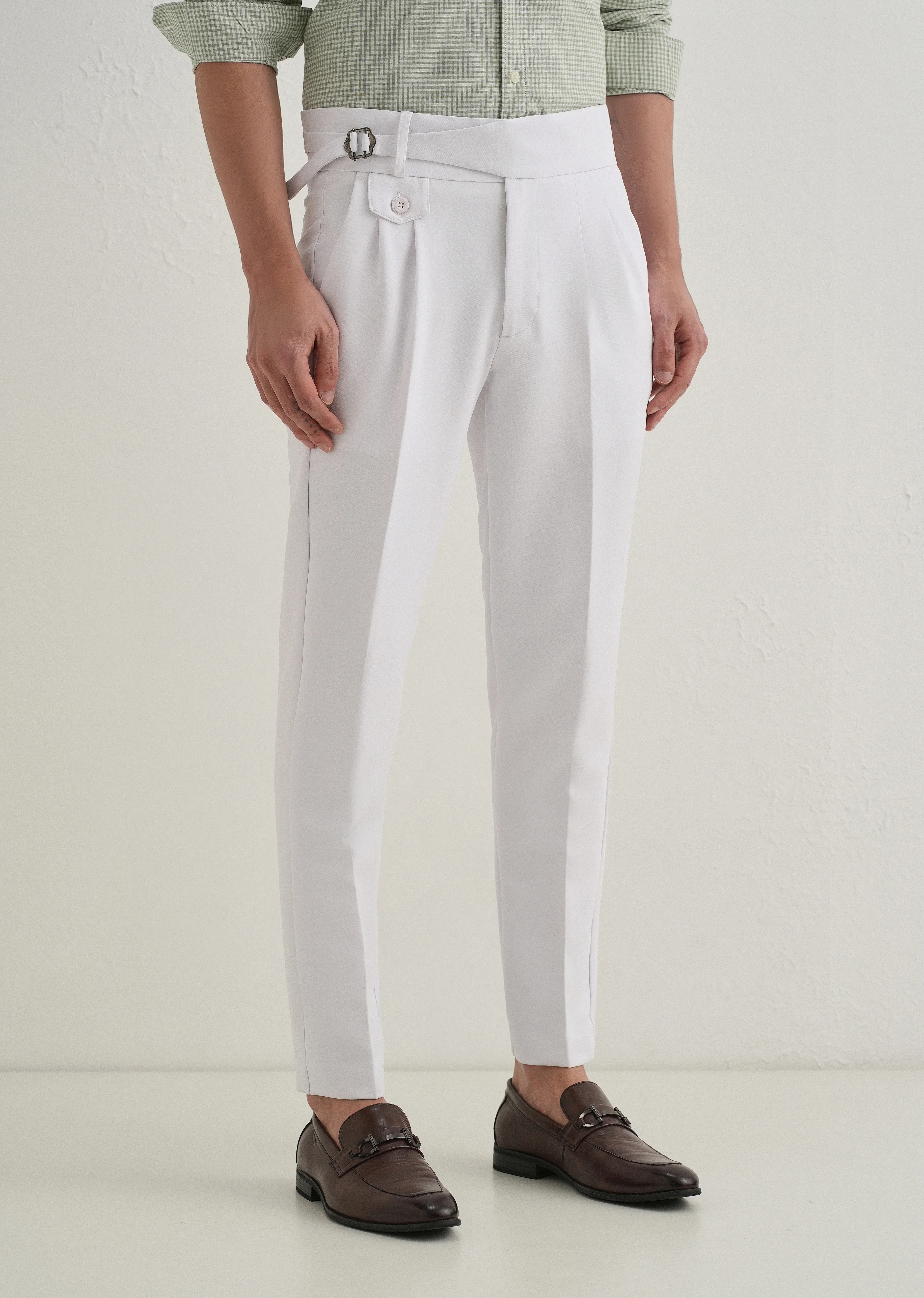 White Pleated Gurkha Pant - Image 4