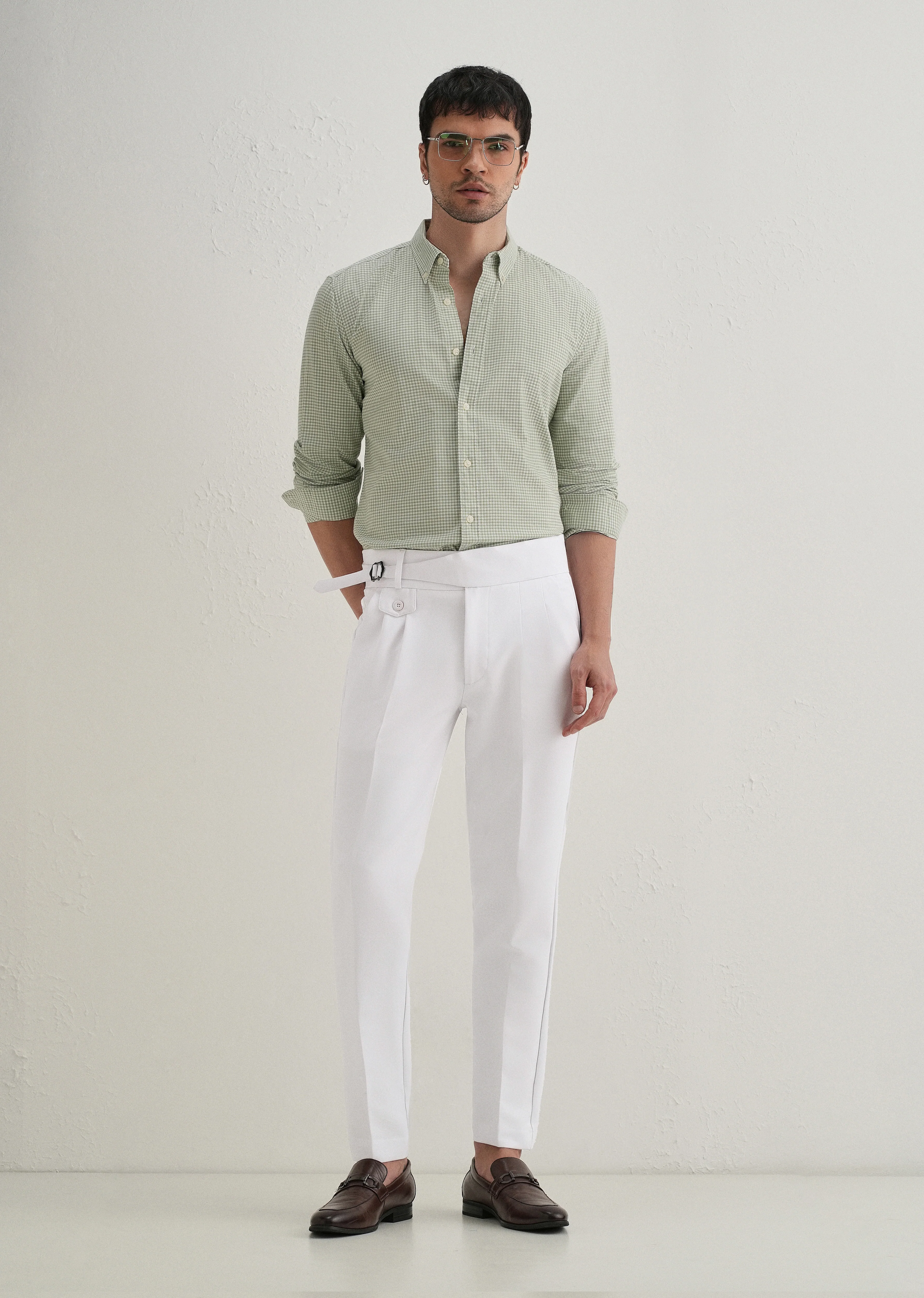 White Pleated Gurkha Pant - Image 6
