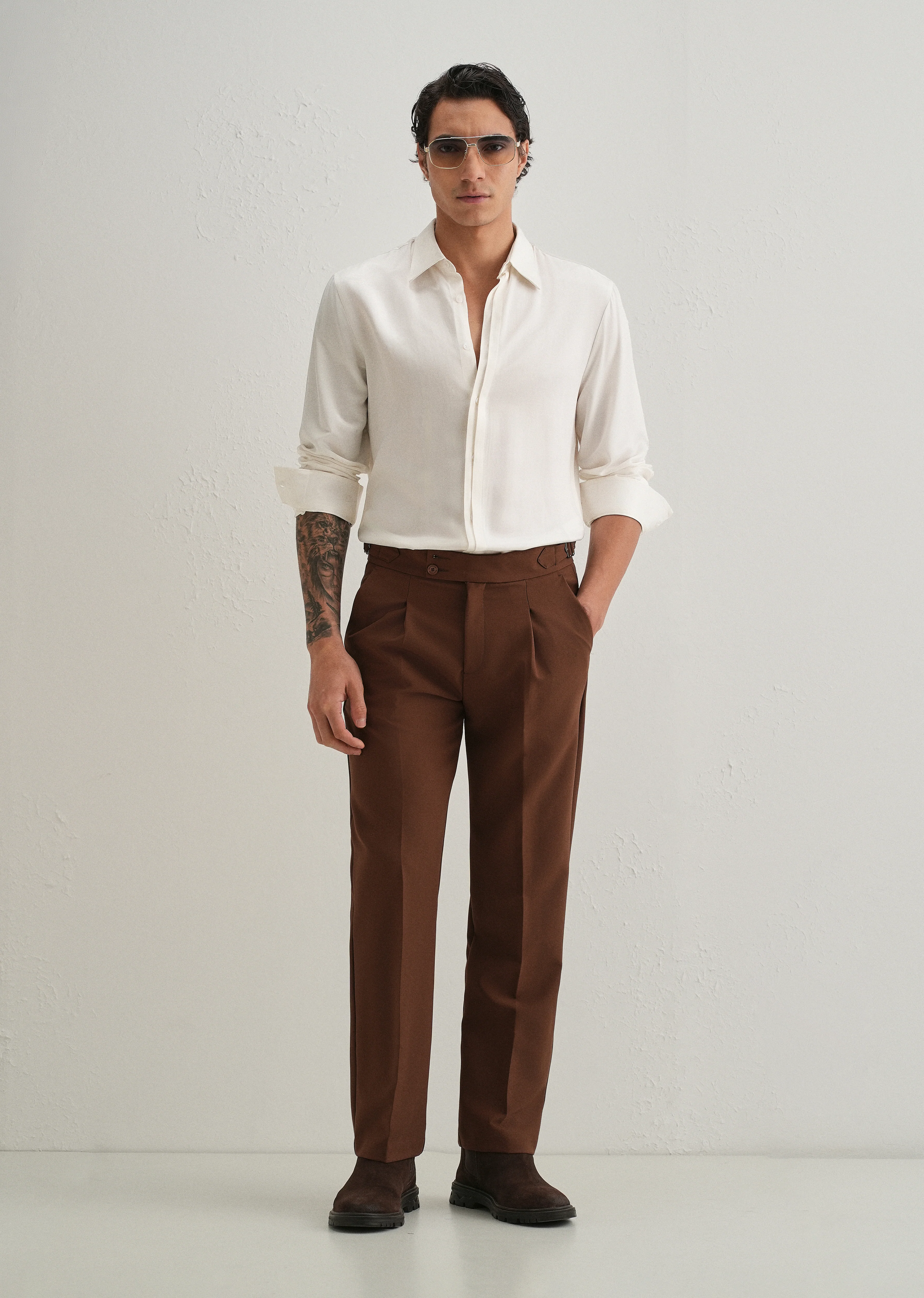 White Premium Leather-Look Satin Finish Shirt - Image 5