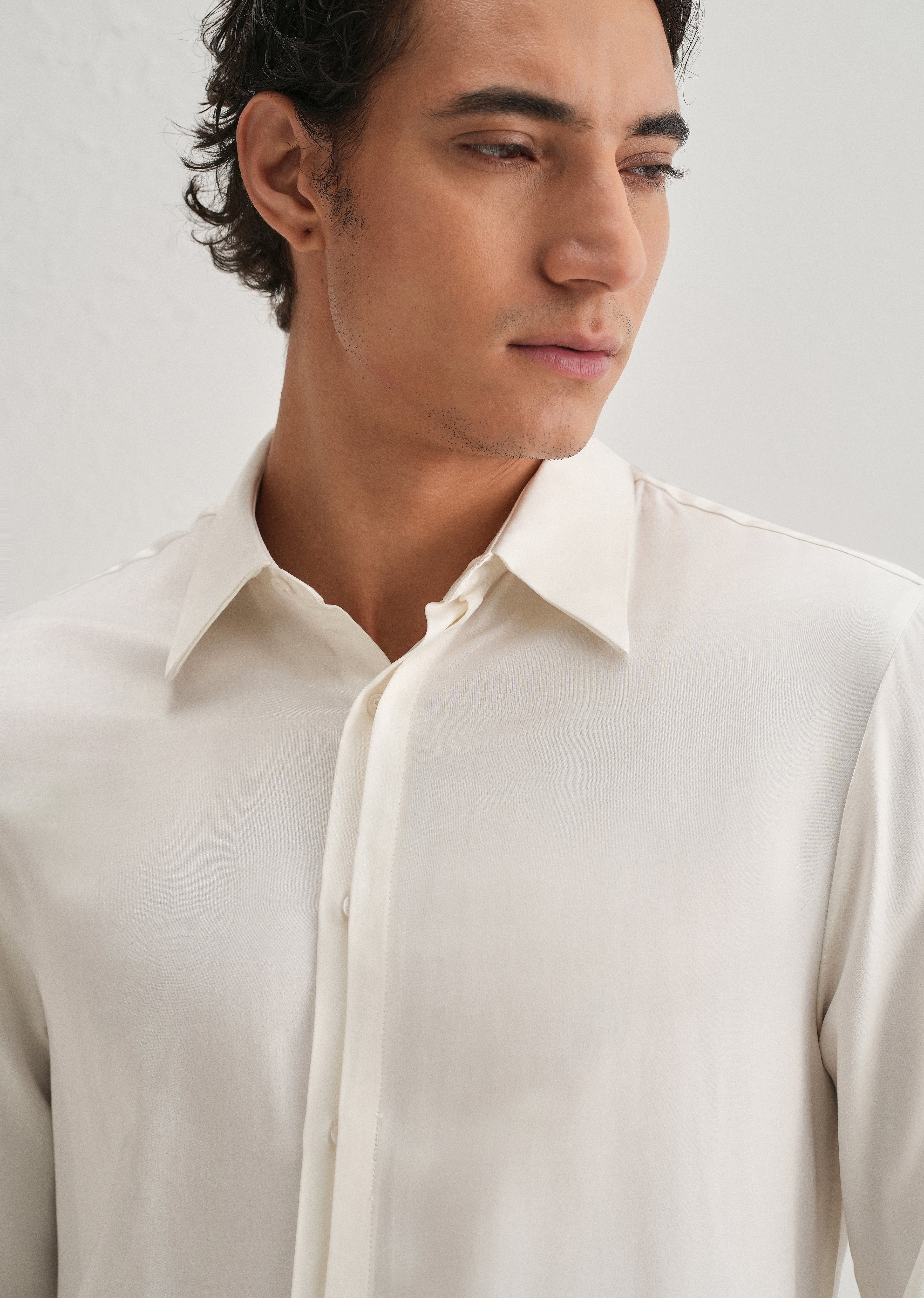 White Premium Leather-Look Satin Finish Shirt - Image 7