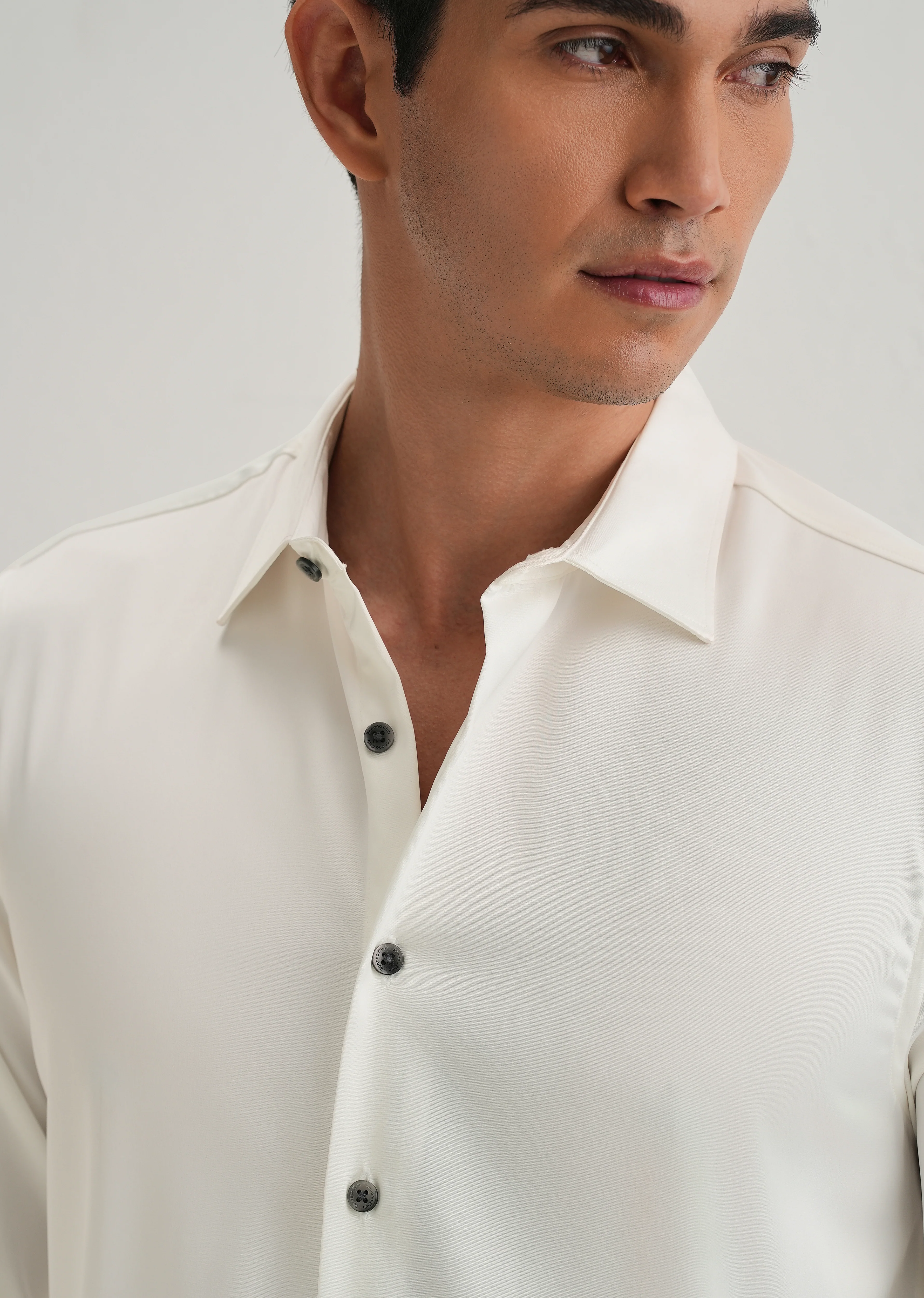 White Premium Satin-Finish Plain Shirt - Image 2