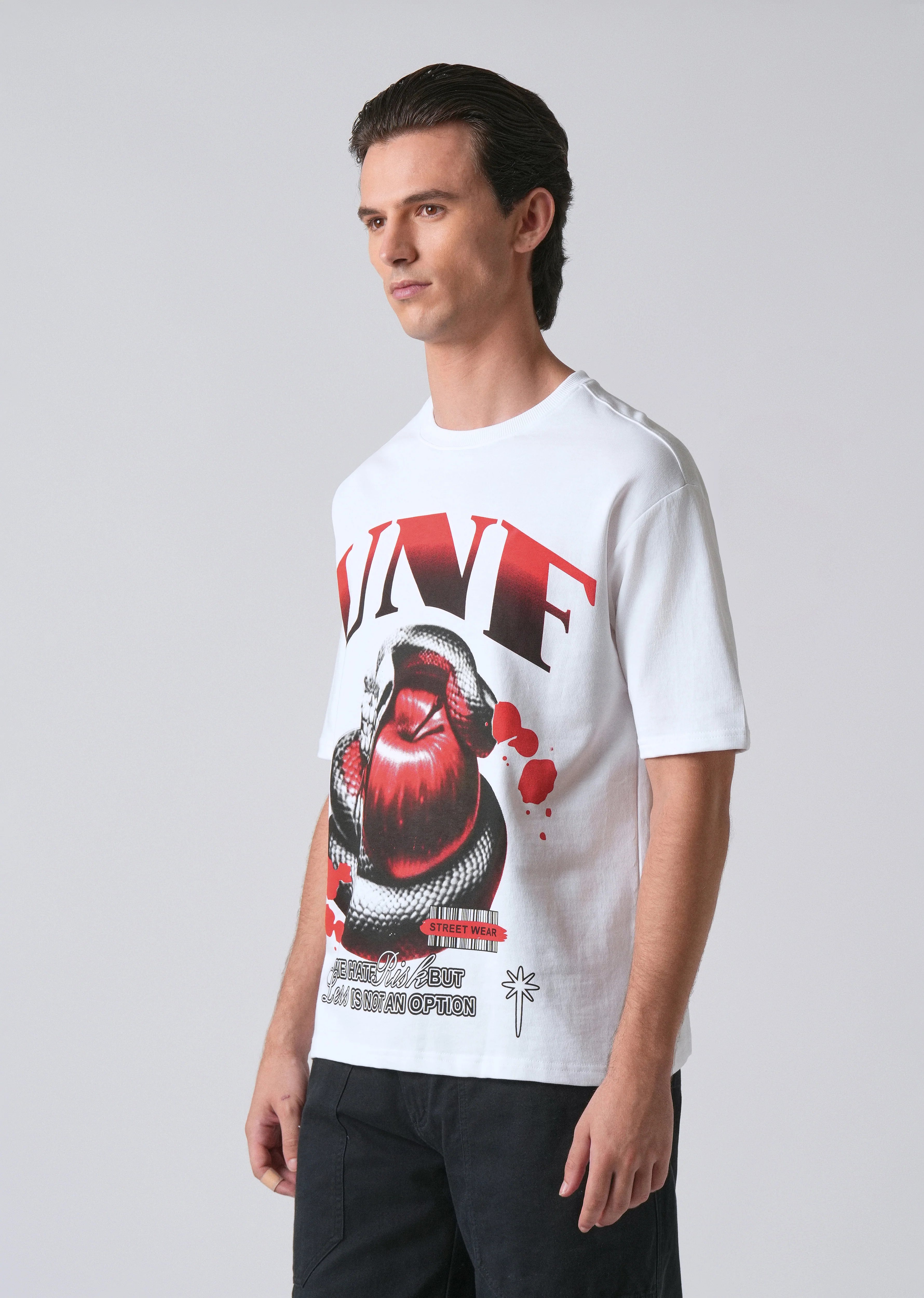 White Print Relaxed Fit T- shirt - Image 4