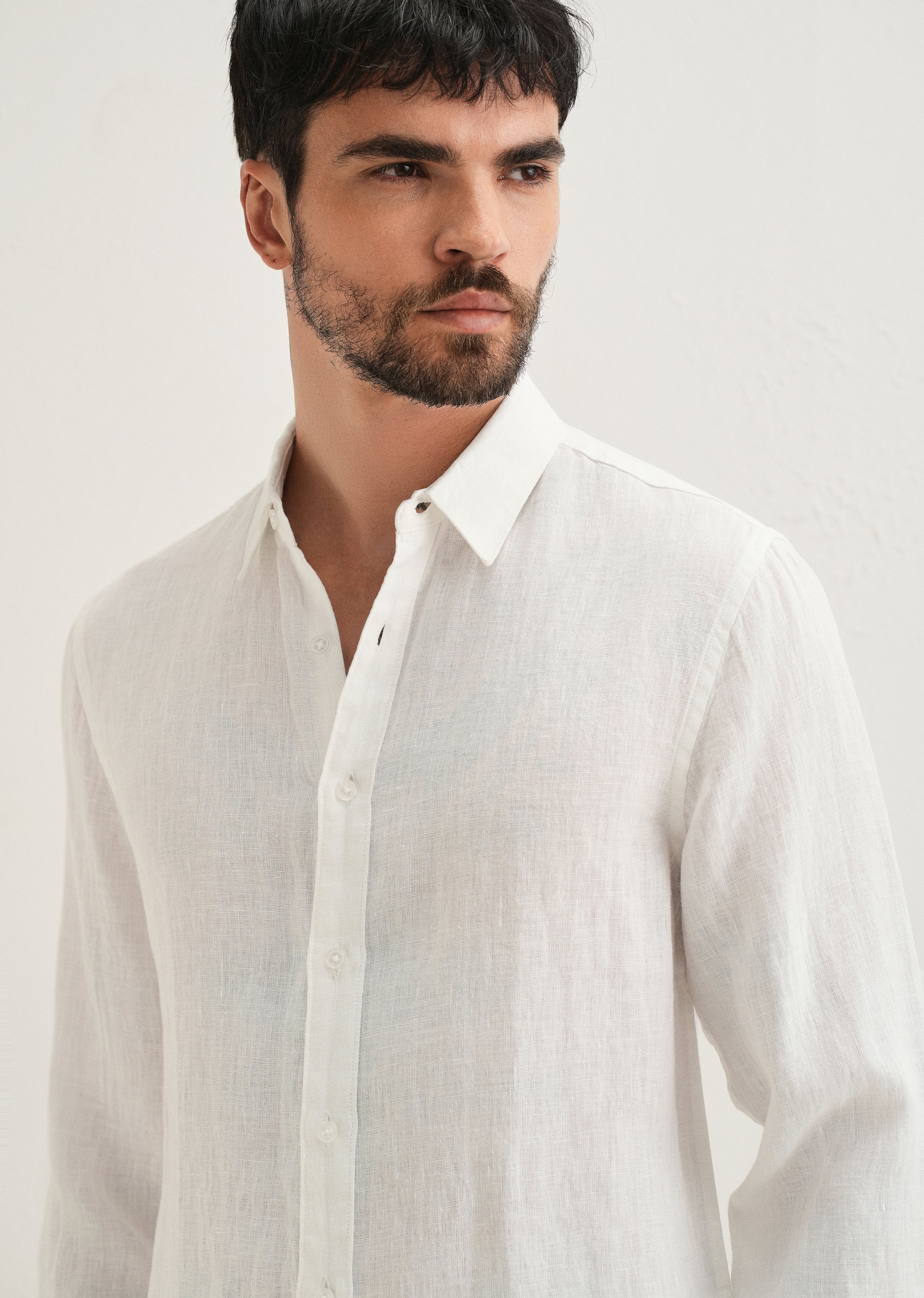 White Pure Linen Shirt - Image 2