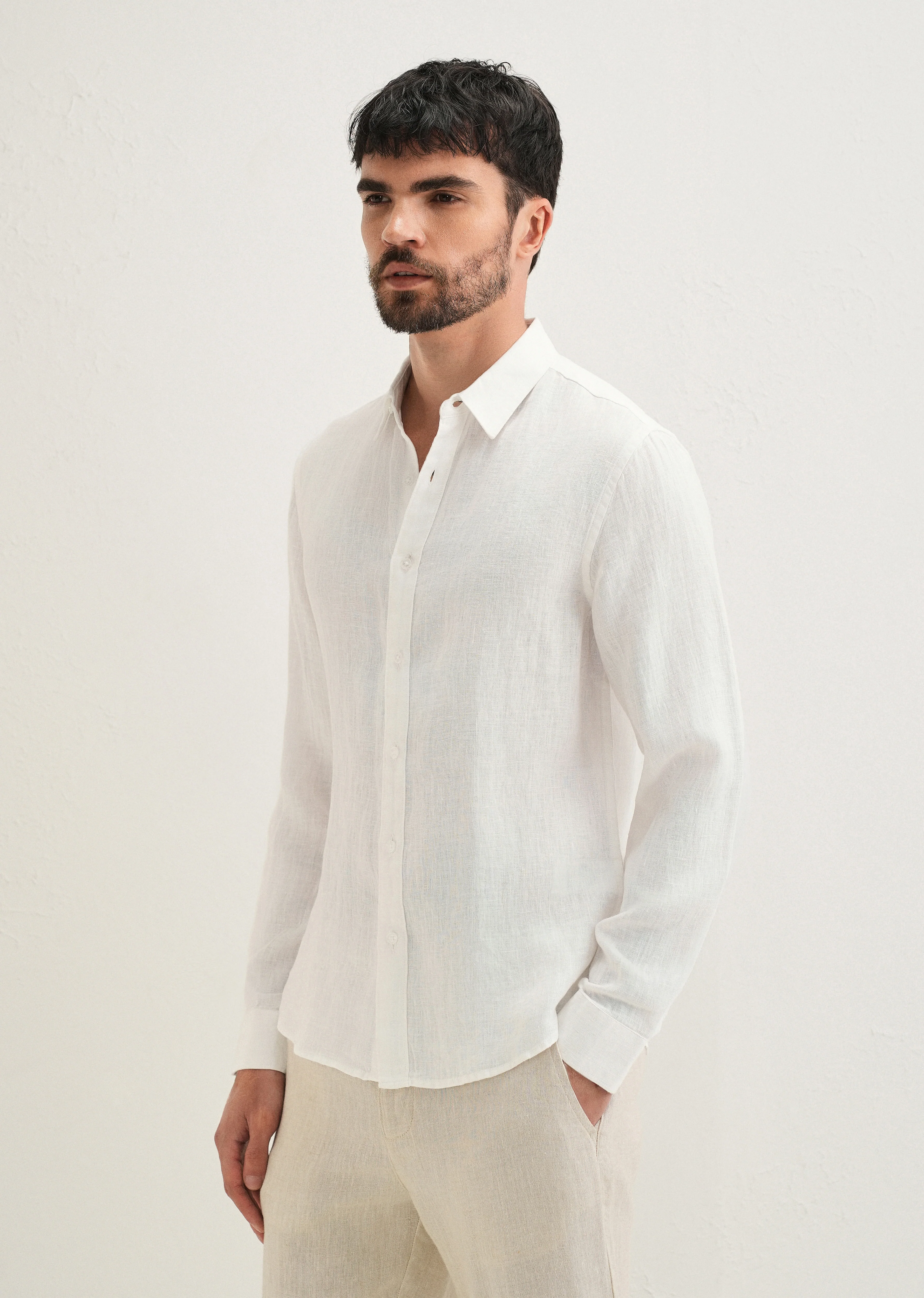 White Pure Linen Shirt - Image 5