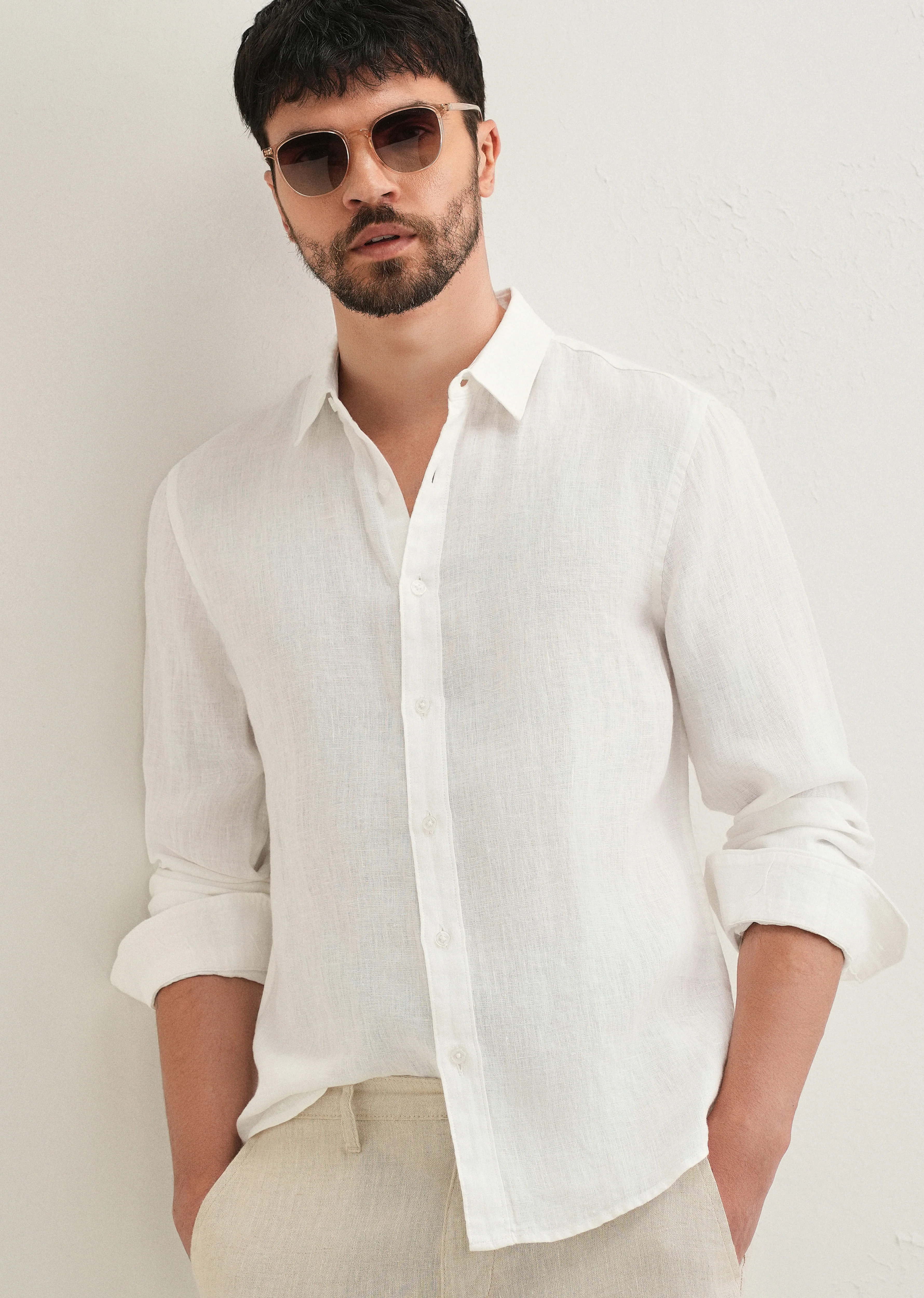 White Pure Linen Shirt - Image 7