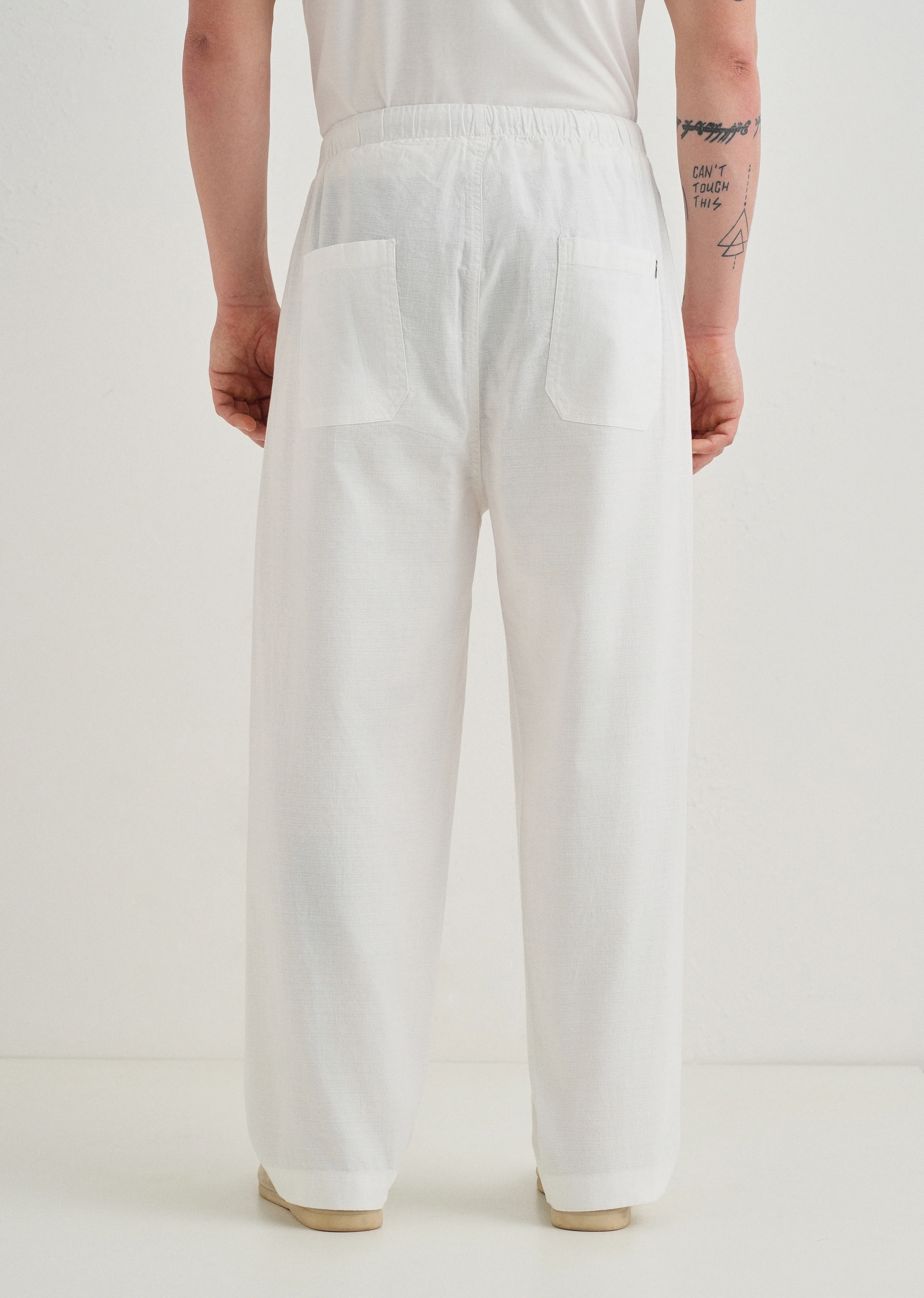 White Relaxed Fit Cotton Trouser - Image 4
