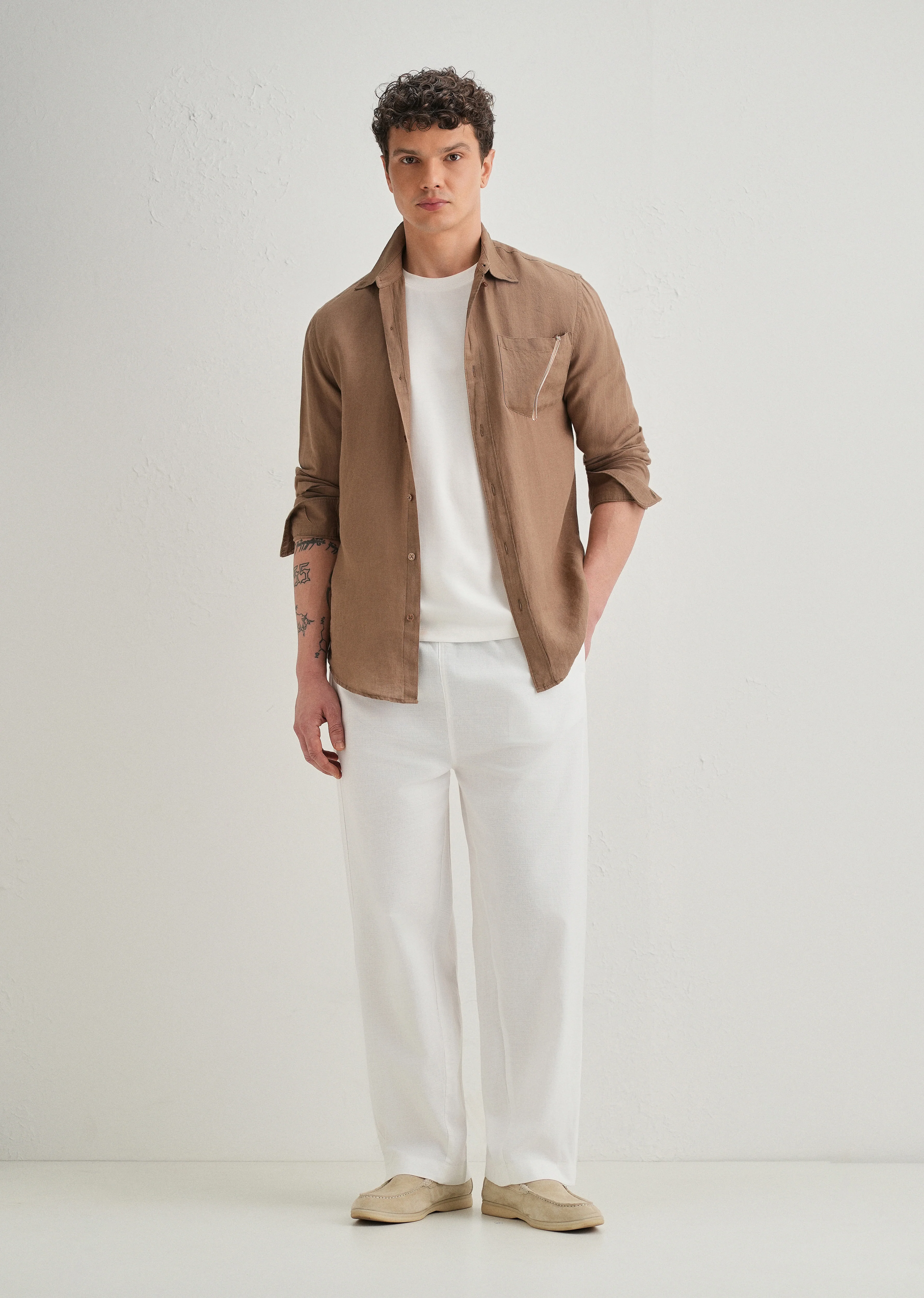 White Relaxed Fit Cotton Trouser - Image 6