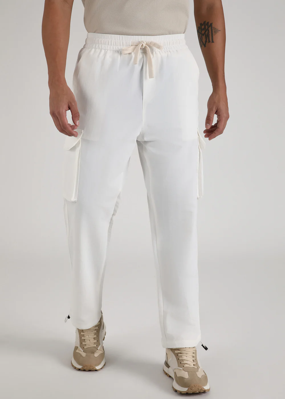 White Relaxed Fit Cargo Pant - Image 4