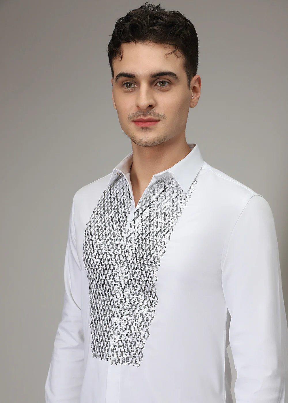 White Sequence Designer Shirt - Image 2