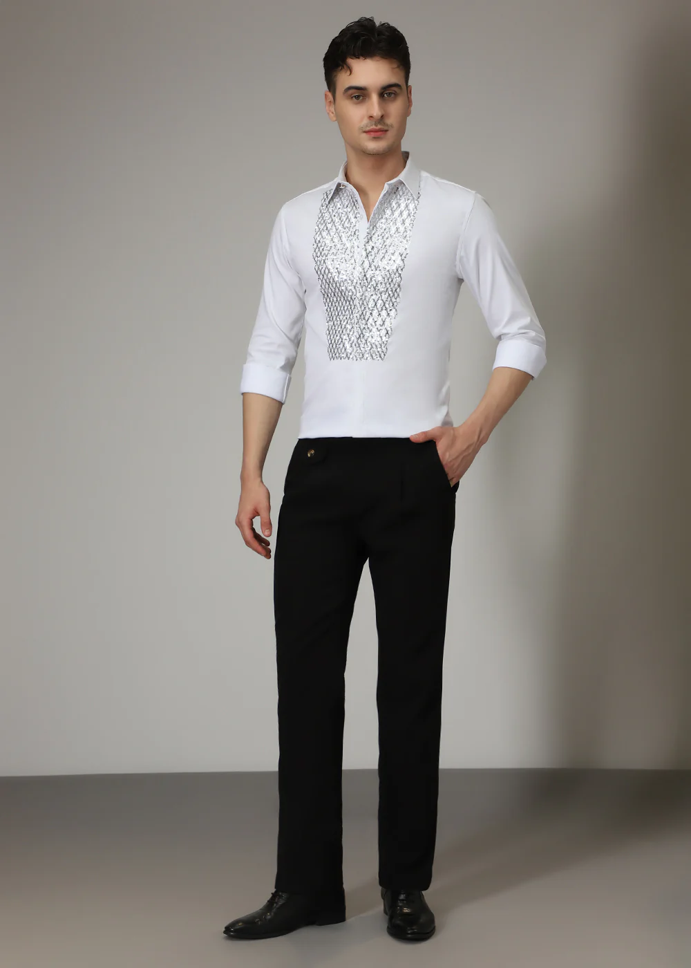 White Sequence Designer Shirt - Image 6
