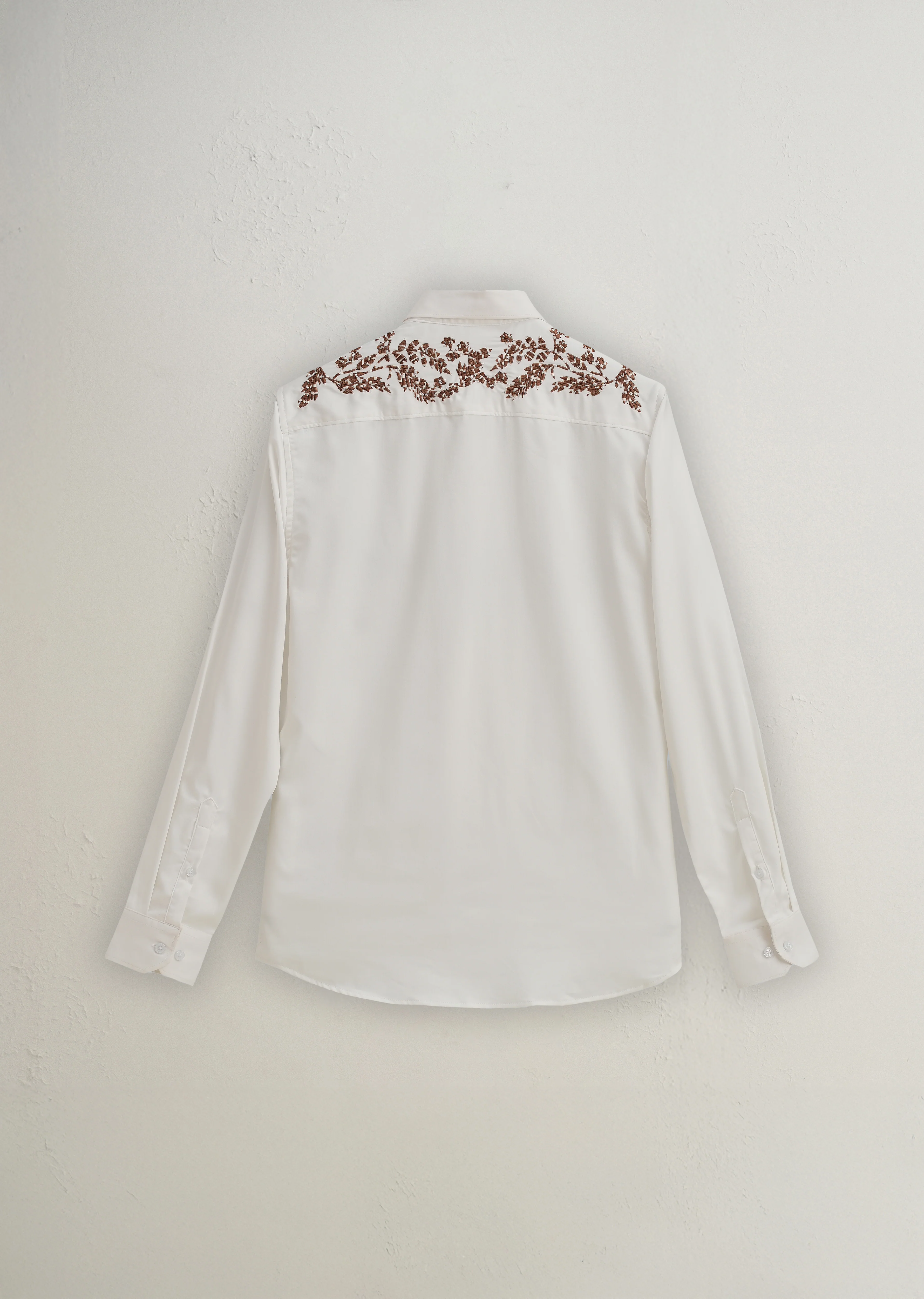 White Shoulder Embroidery Designer Shirt - Image 2