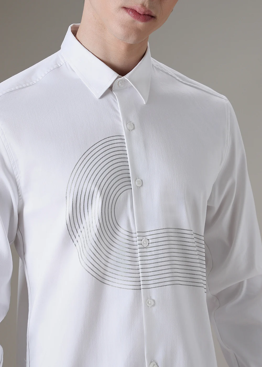 White Silver Foil Designer Shirt - Image 2